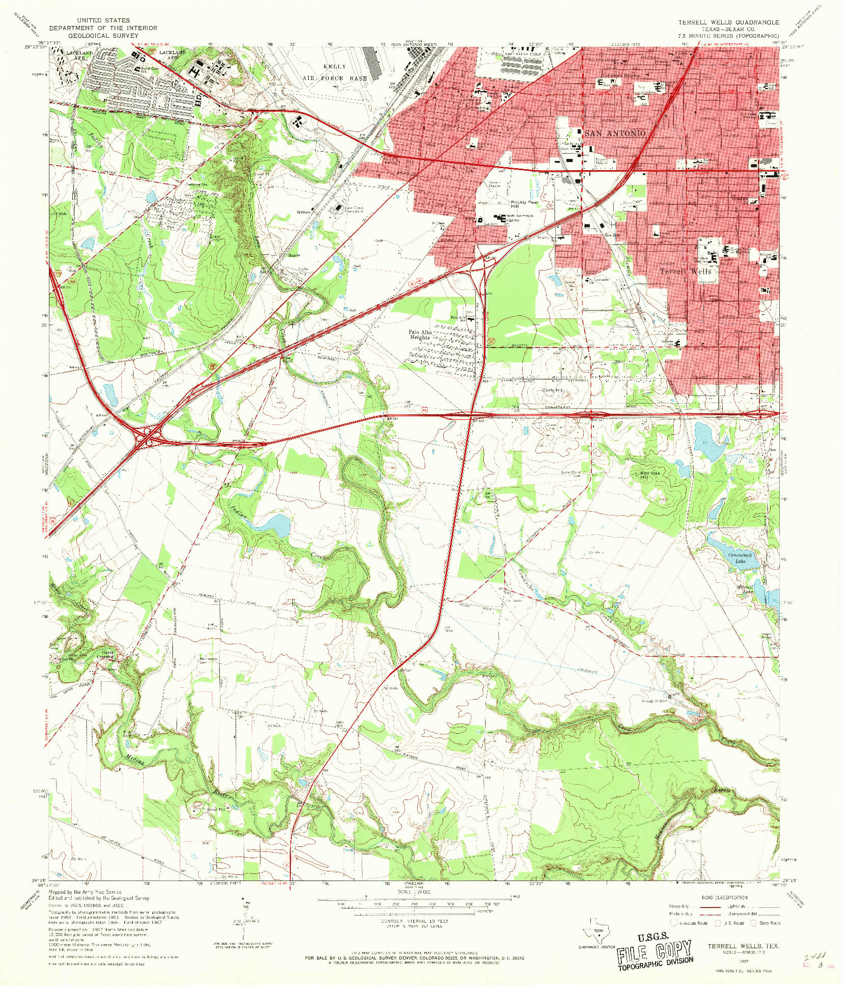 USGS 1:24000-SCALE QUADRANGLE FOR TERRELL WELLS, TX 1967