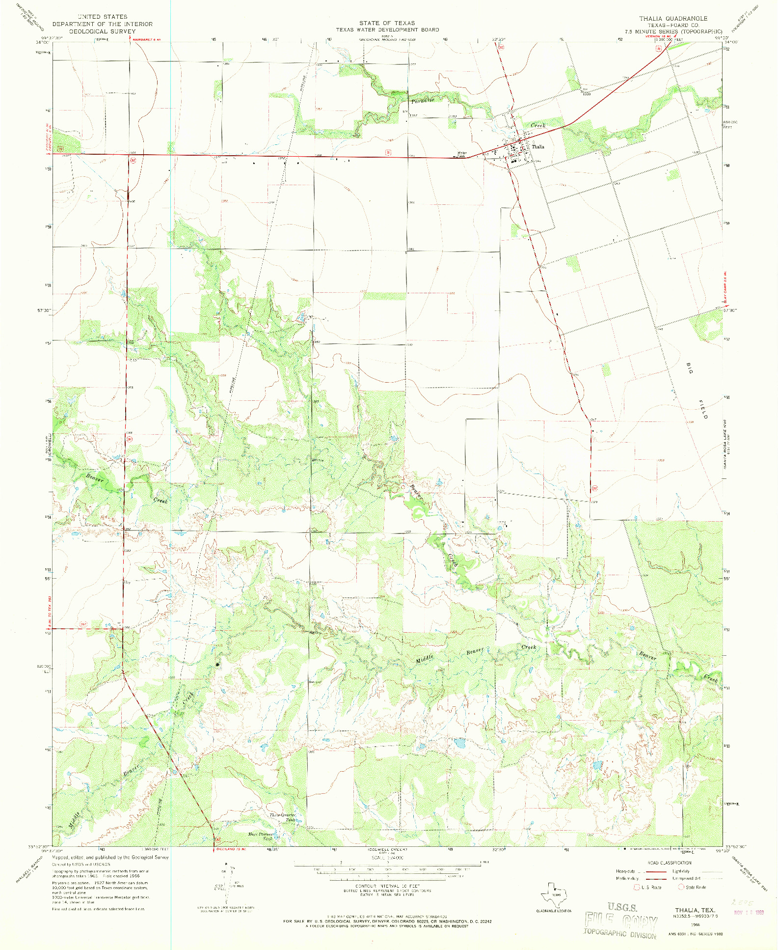 USGS 1:24000-SCALE QUADRANGLE FOR THALIA, TX 1966