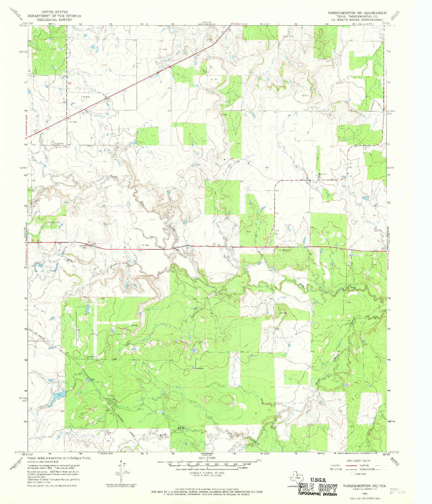 USGS 1:24000-SCALE QUADRANGLE FOR THROCKMORTON NE, TX 1965