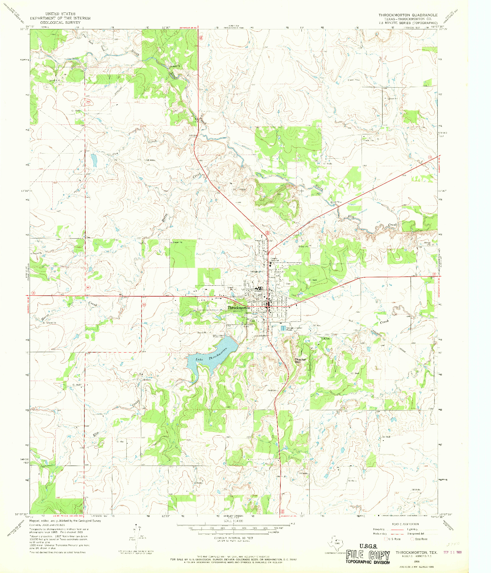 USGS 1:24000-SCALE QUADRANGLE FOR THROCKMORTON, TX 1966