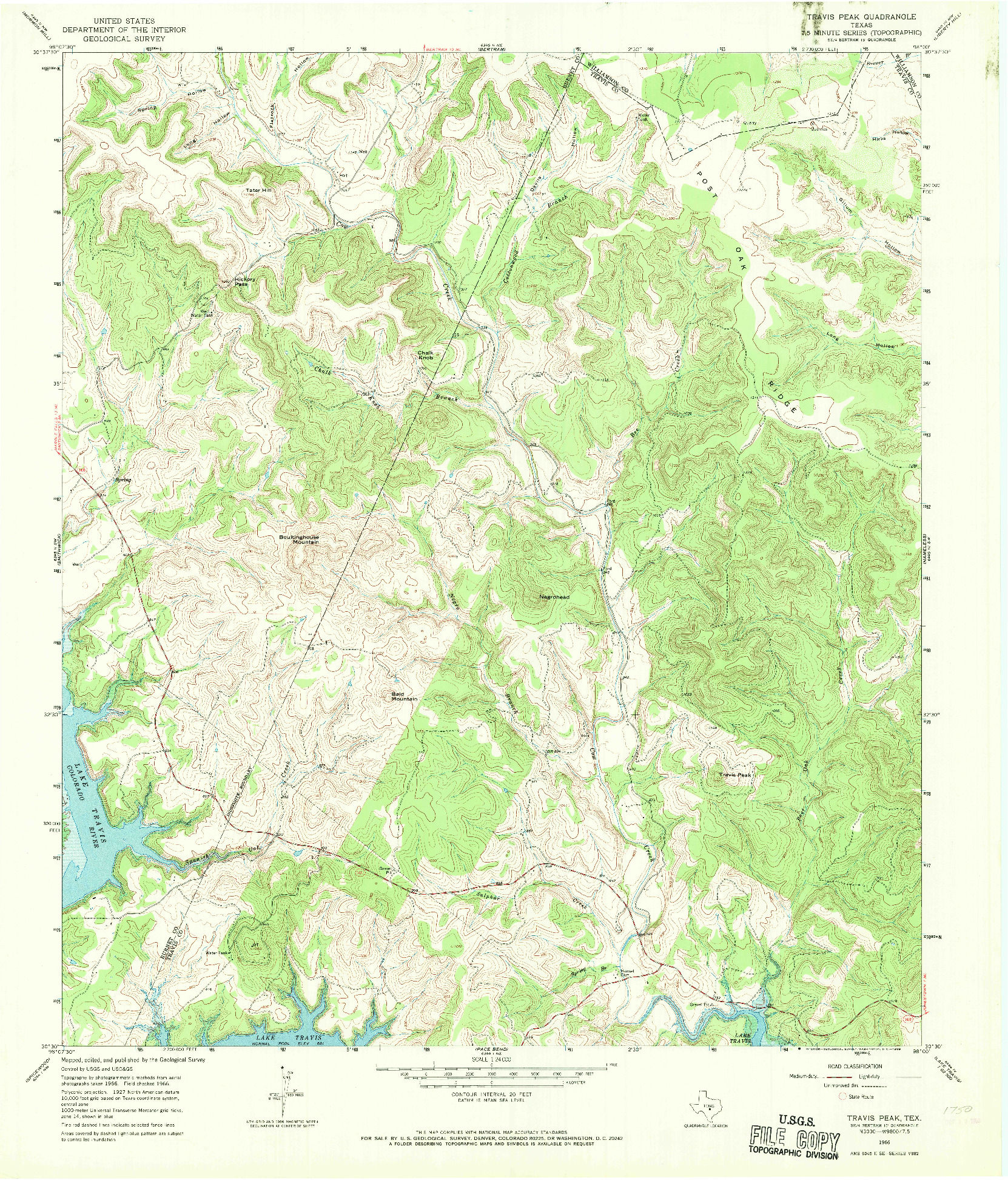 USGS 1:24000-SCALE QUADRANGLE FOR TRAVIS PEAK, TX 1966