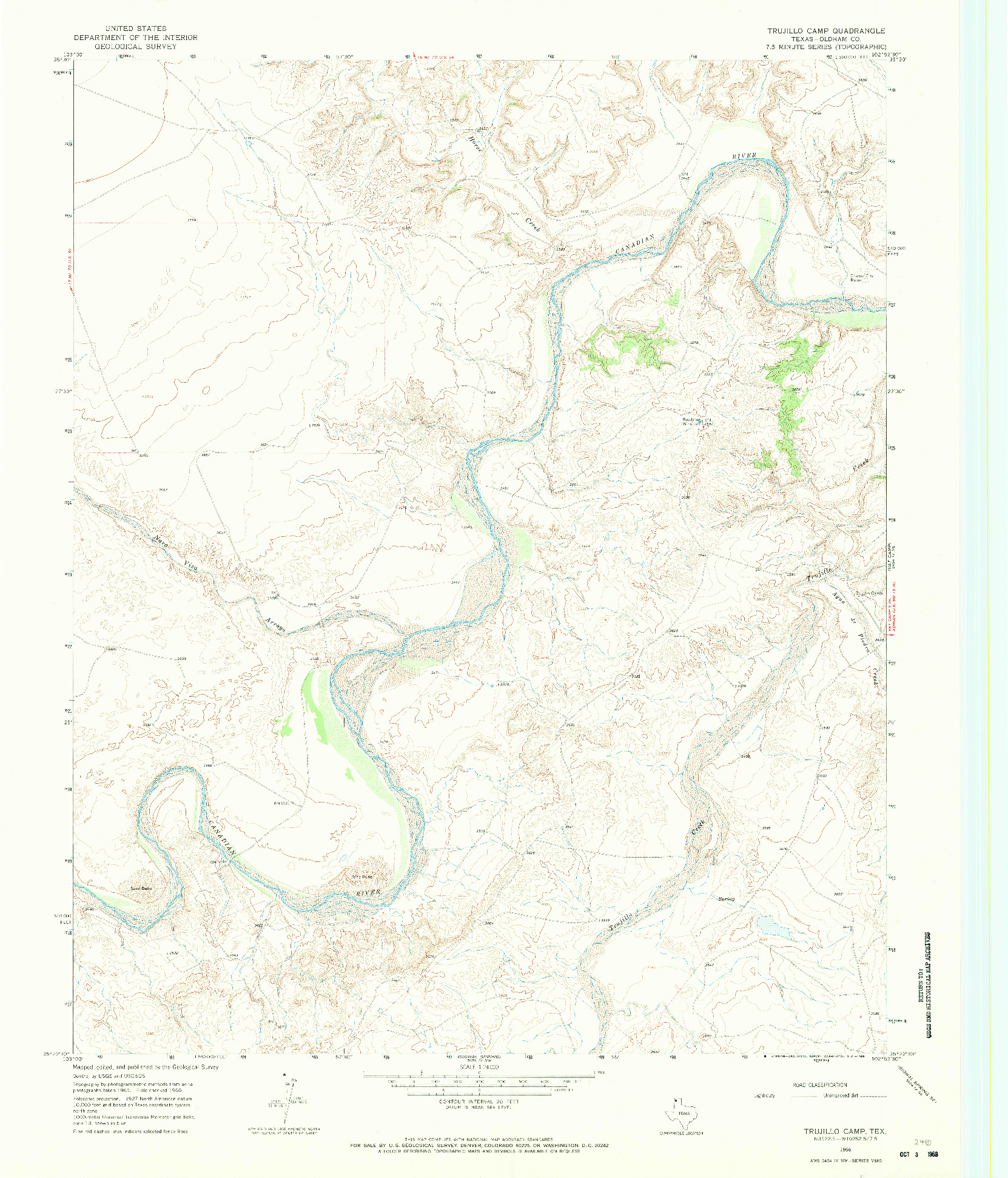 USGS 1:24000-SCALE QUADRANGLE FOR TRUJILLO CAMP, TX 1966