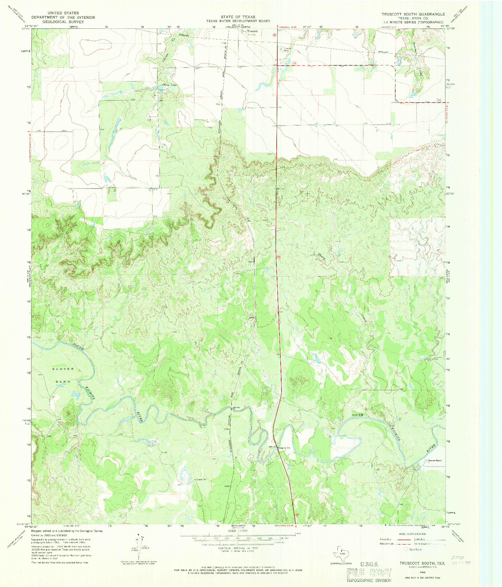 USGS 1:24000-SCALE QUADRANGLE FOR TRUSCOTT SOUTH, TX 1966
