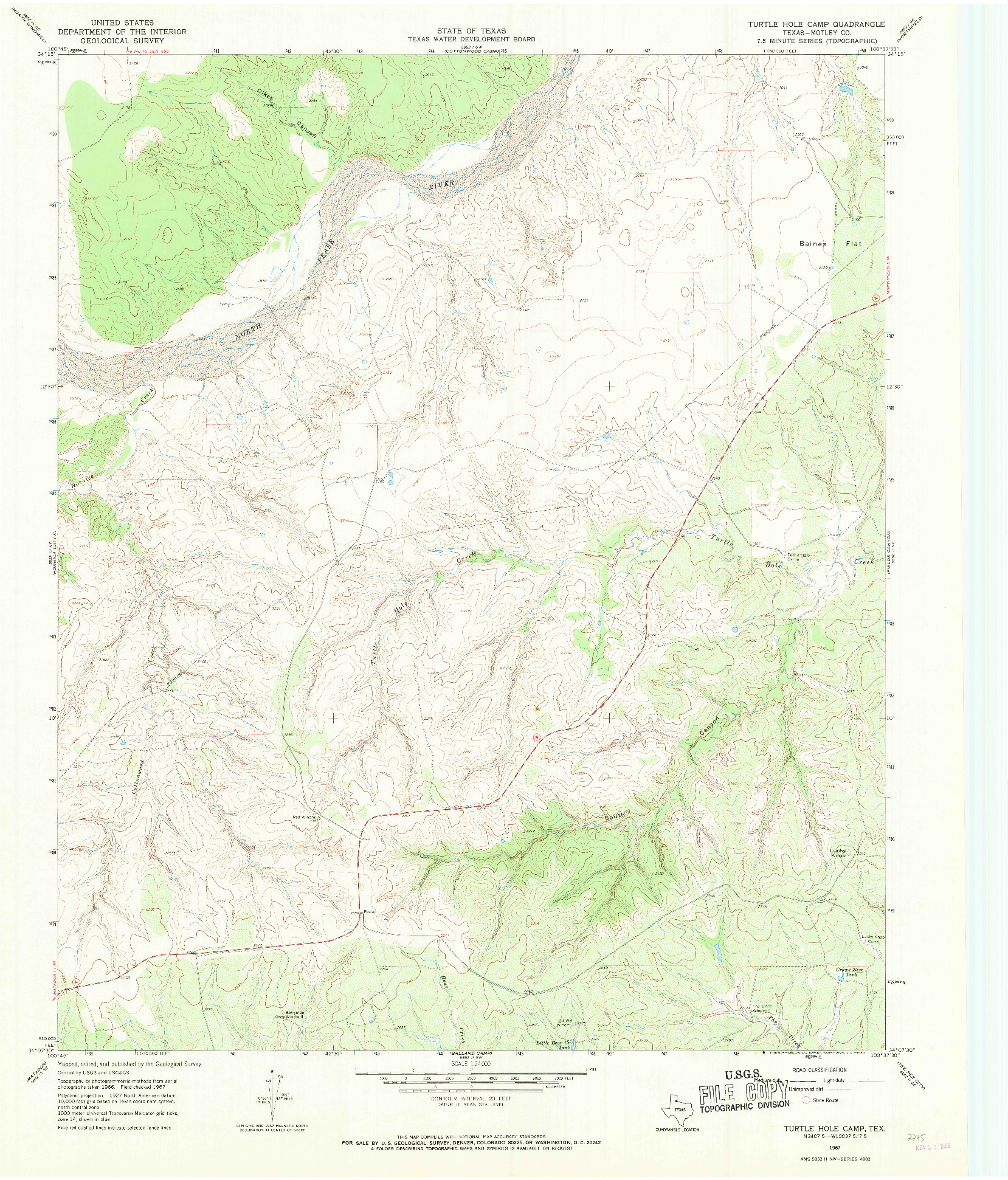 USGS 1:24000-SCALE QUADRANGLE FOR TURTLE HOLE CAMP, TX 1967