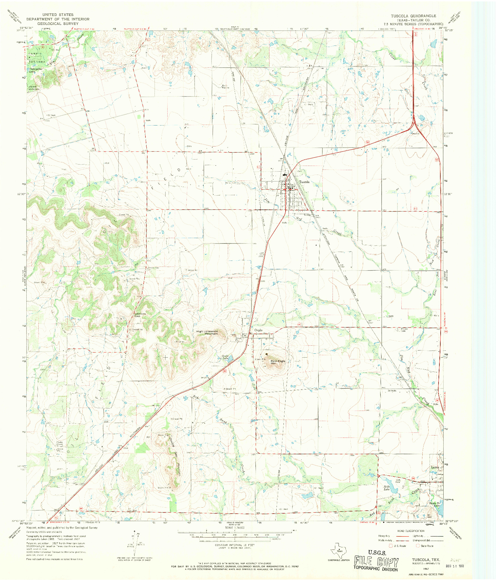 USGS 1:24000-SCALE QUADRANGLE FOR TUSCOLA, TX 1967