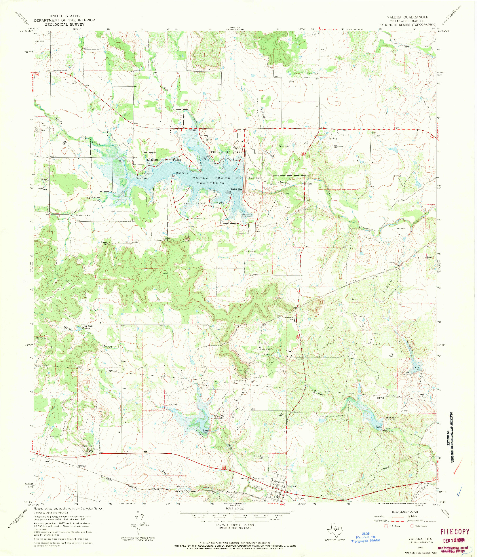 USGS 1:24000-SCALE QUADRANGLE FOR VALERA, TX 1967