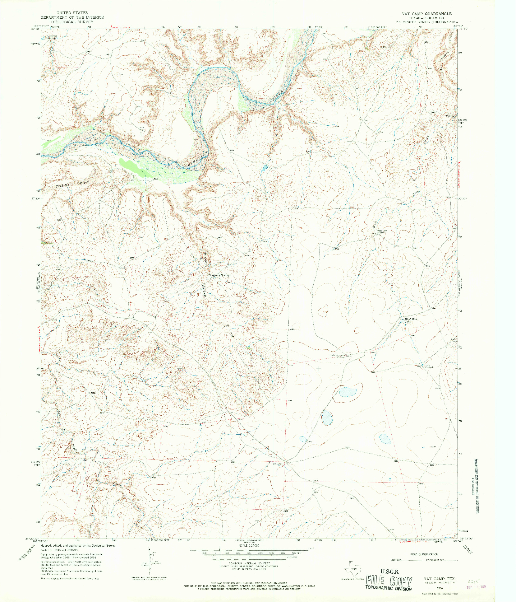 USGS 1:24000-SCALE QUADRANGLE FOR VAT CAMP, TX 1966