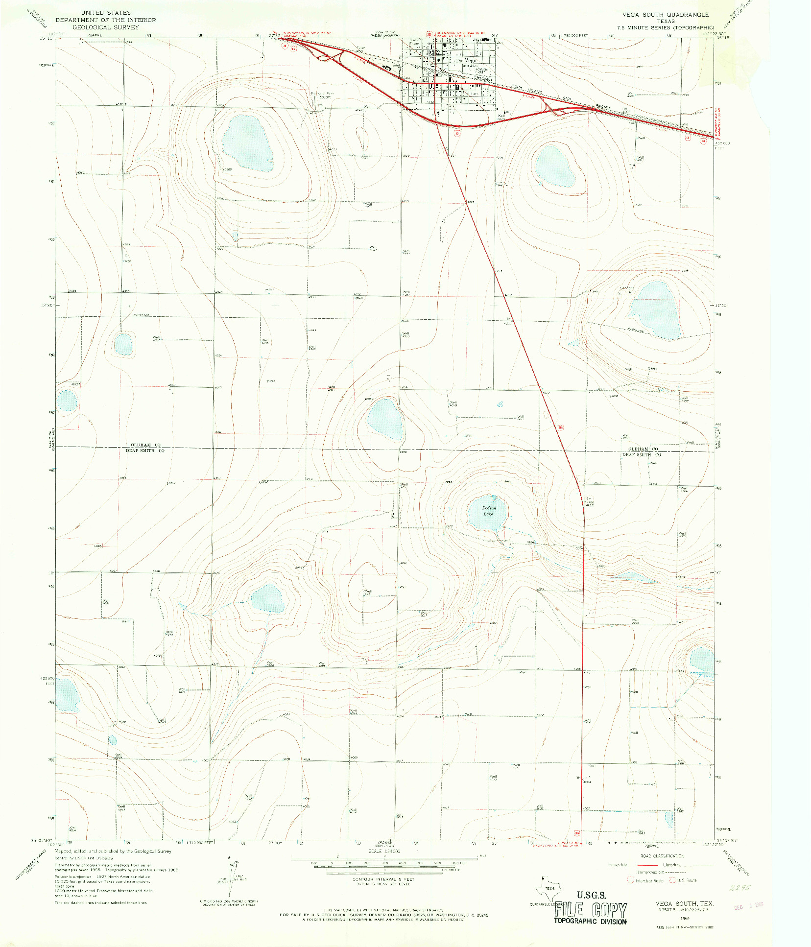 USGS 1:24000-SCALE QUADRANGLE FOR VEGA SOUTH, TX 1966