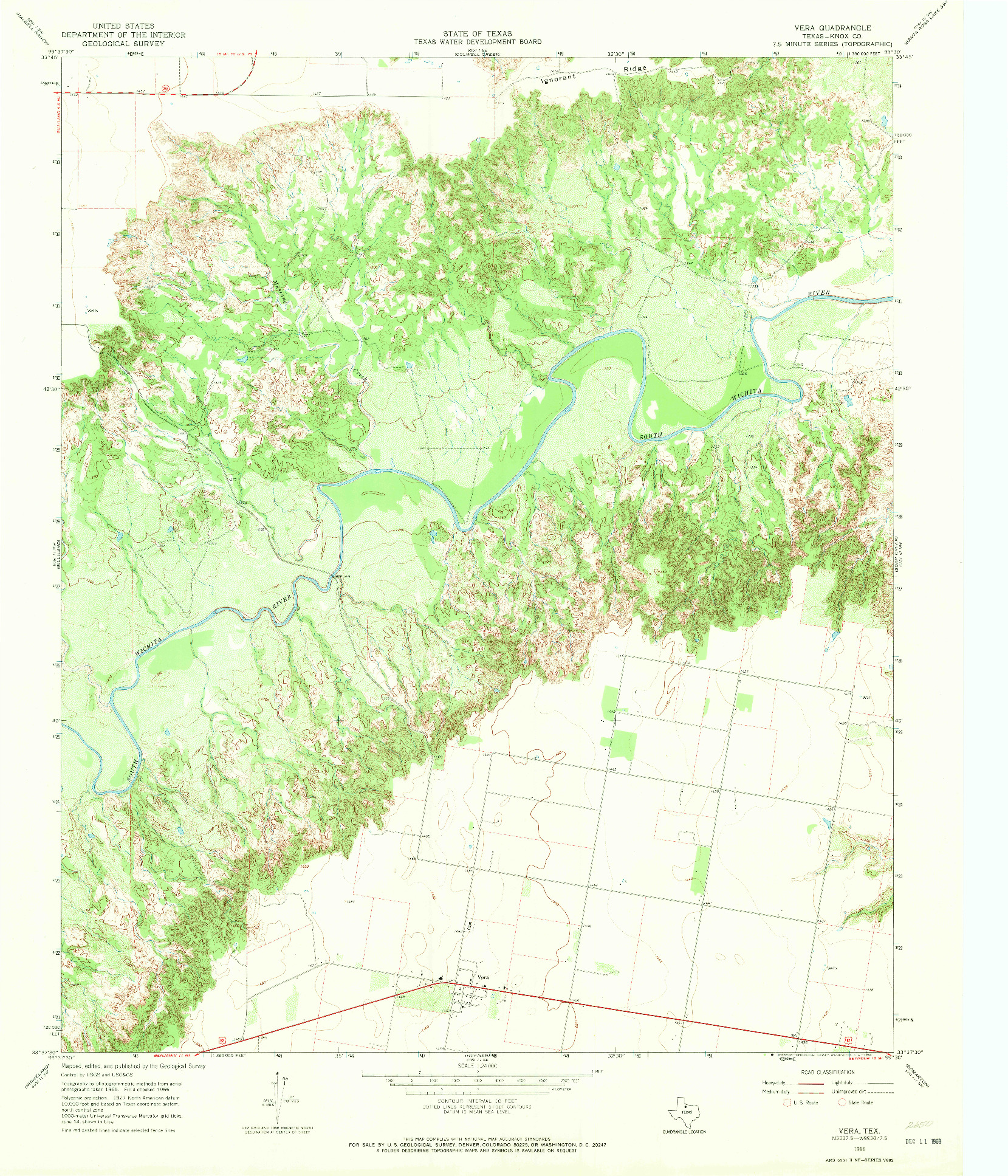 USGS 1:24000-SCALE QUADRANGLE FOR VERA, TX 1966