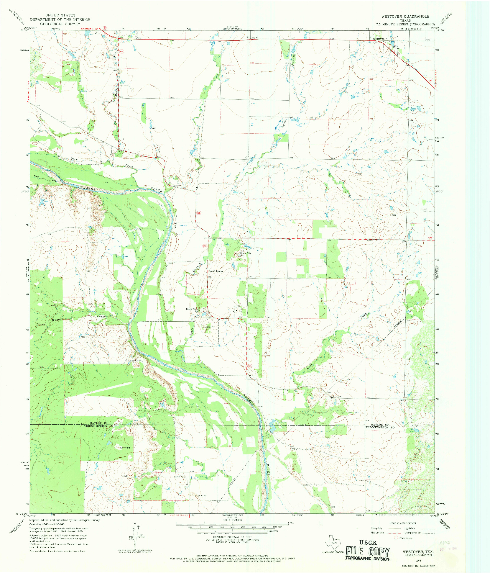 USGS 1:24000-SCALE QUADRANGLE FOR WESTOVER, TX 1966