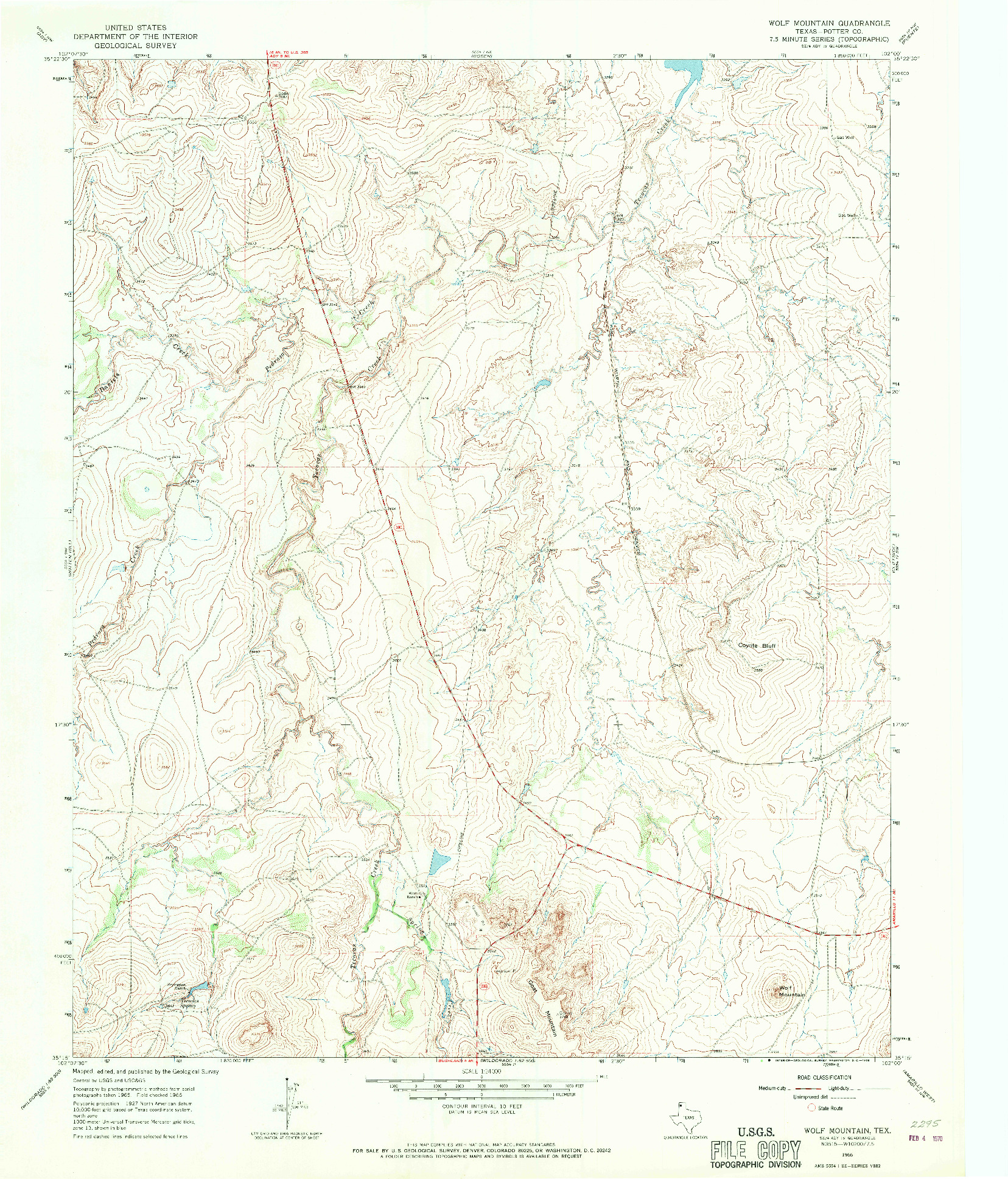 USGS 1:24000-SCALE QUADRANGLE FOR WOLF MOUNTAIN, TX 1966