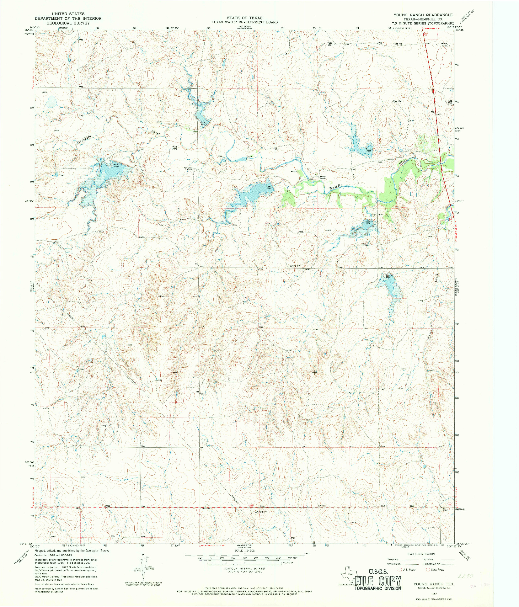 USGS 1:24000-SCALE QUADRANGLE FOR YOUNG RANCH, TX 1967