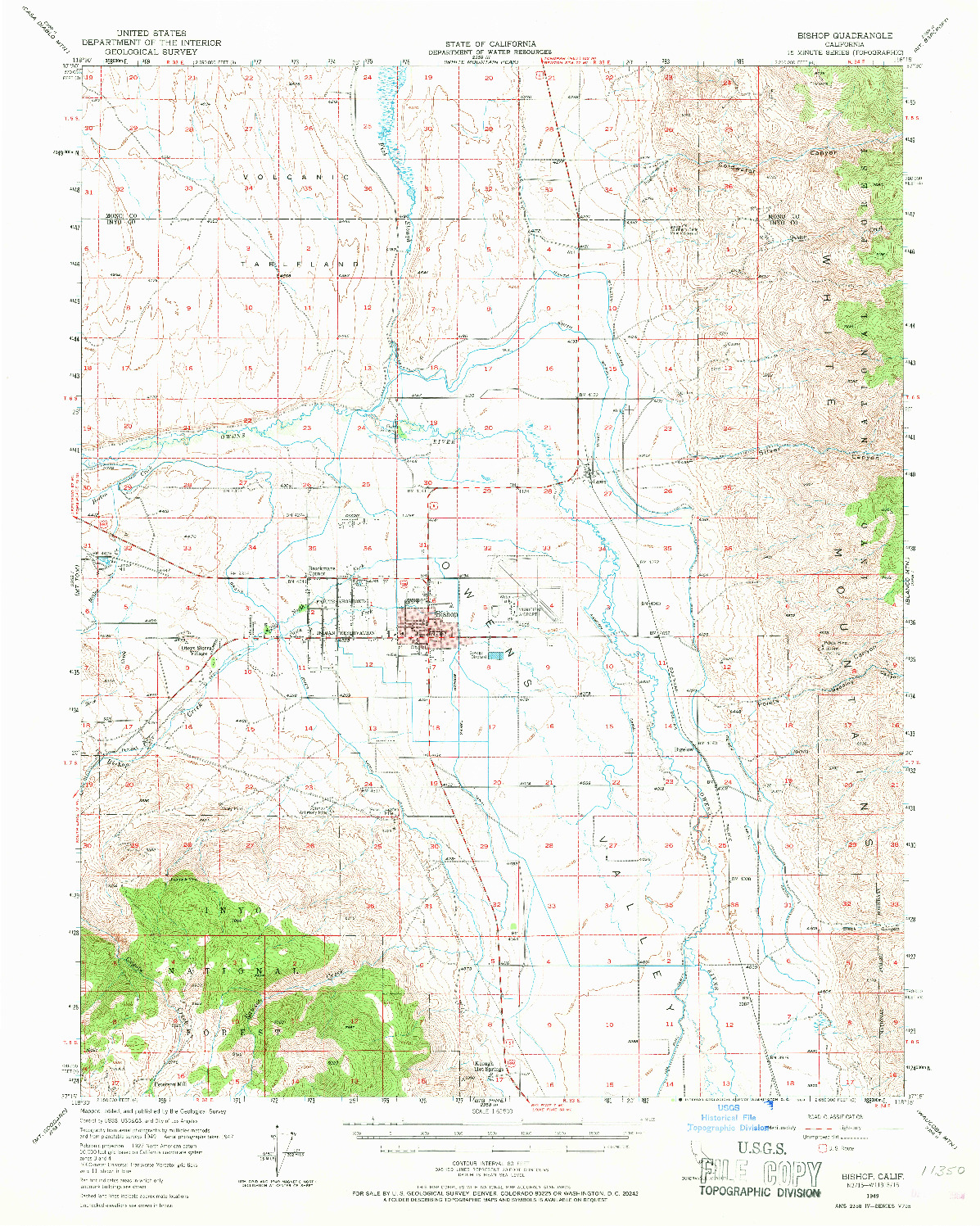 USGS 1:62500-SCALE QUADRANGLE FOR BISHOP, CA 1949