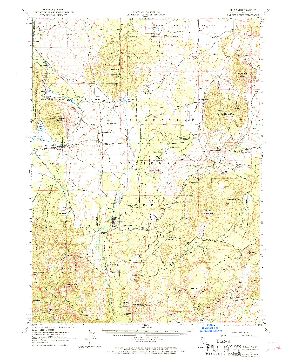 USGS 1:62500-SCALE QUADRANGLE FOR BRAY, CA 1950