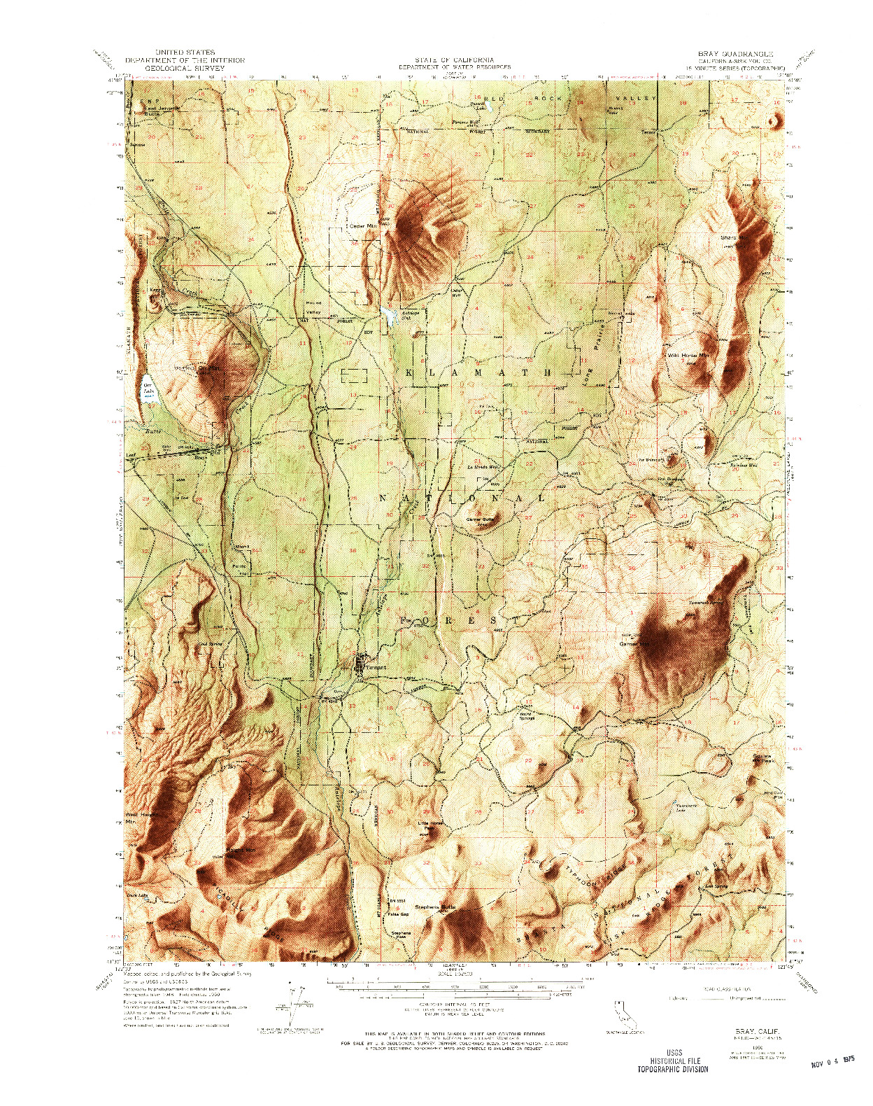 USGS 1:62500-SCALE QUADRANGLE FOR BRAY, CA 1950