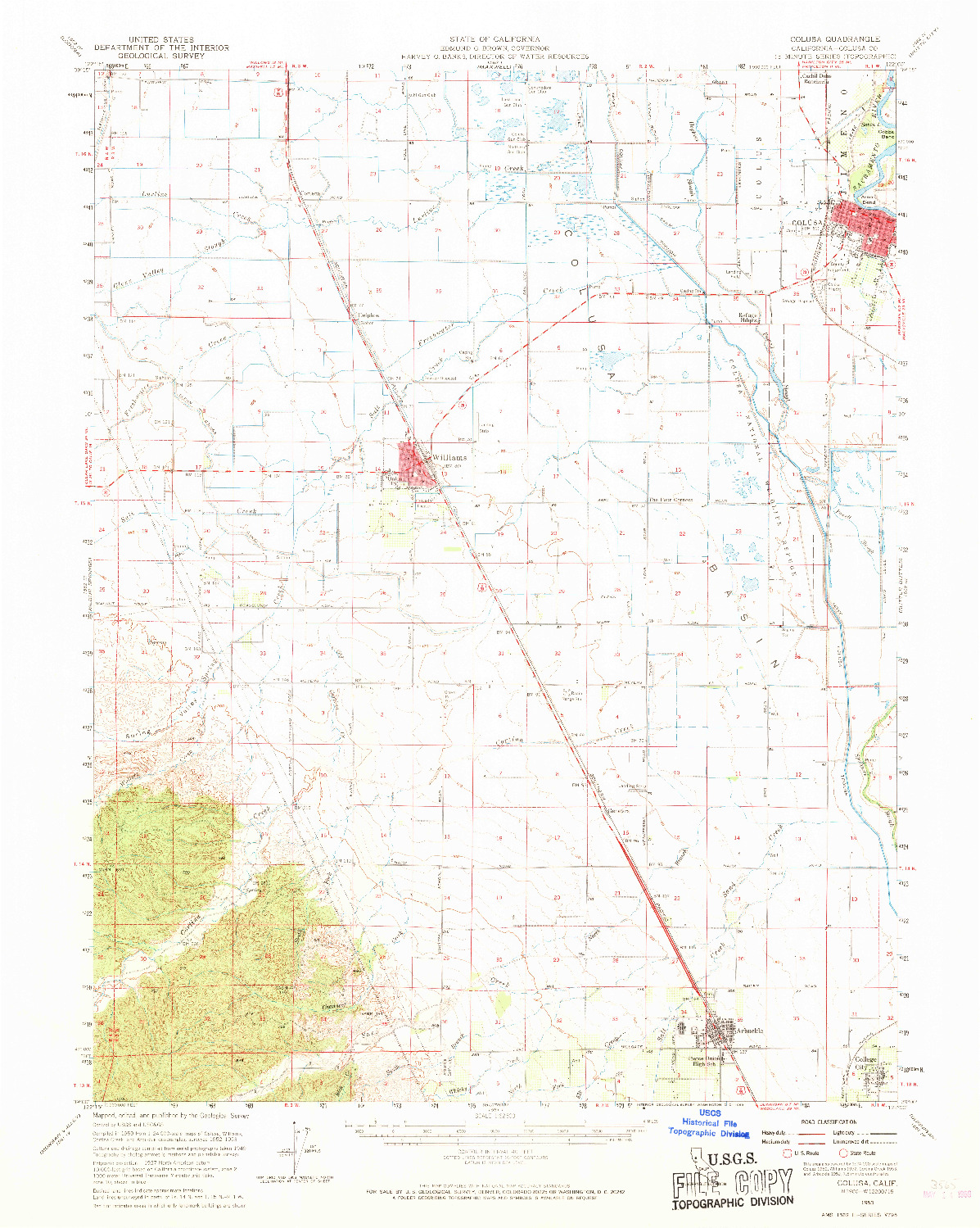 USGS 1:62500-SCALE QUADRANGLE FOR COLUSA, CA 1953