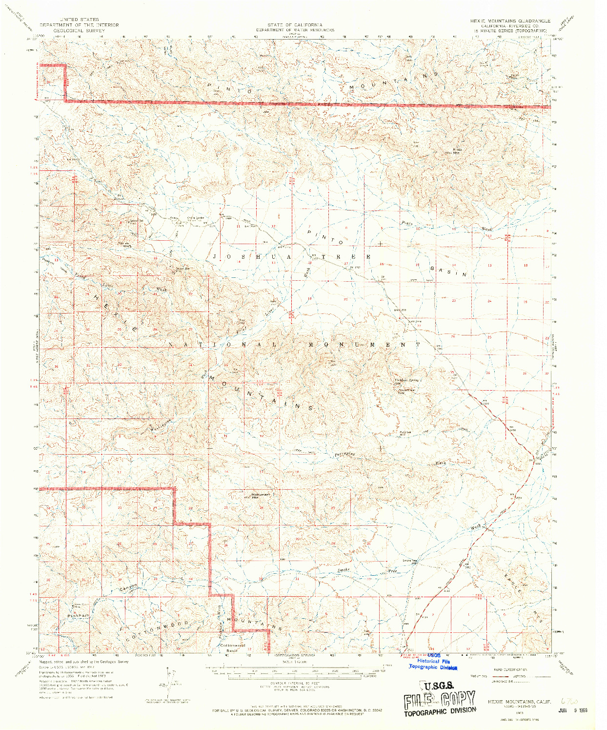 USGS 1:62500-SCALE QUADRANGLE FOR HEXIE MOUNTAINS, CA 1963