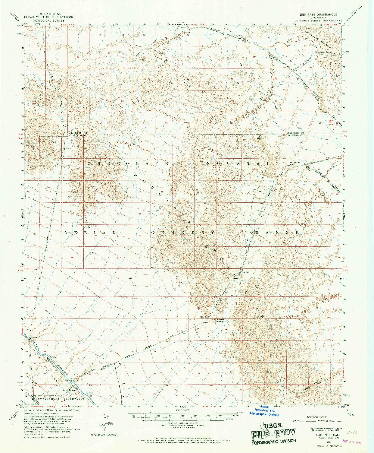 USGS 1:62500-SCALE QUADRANGLE FOR IRIS PASS, CA 1963