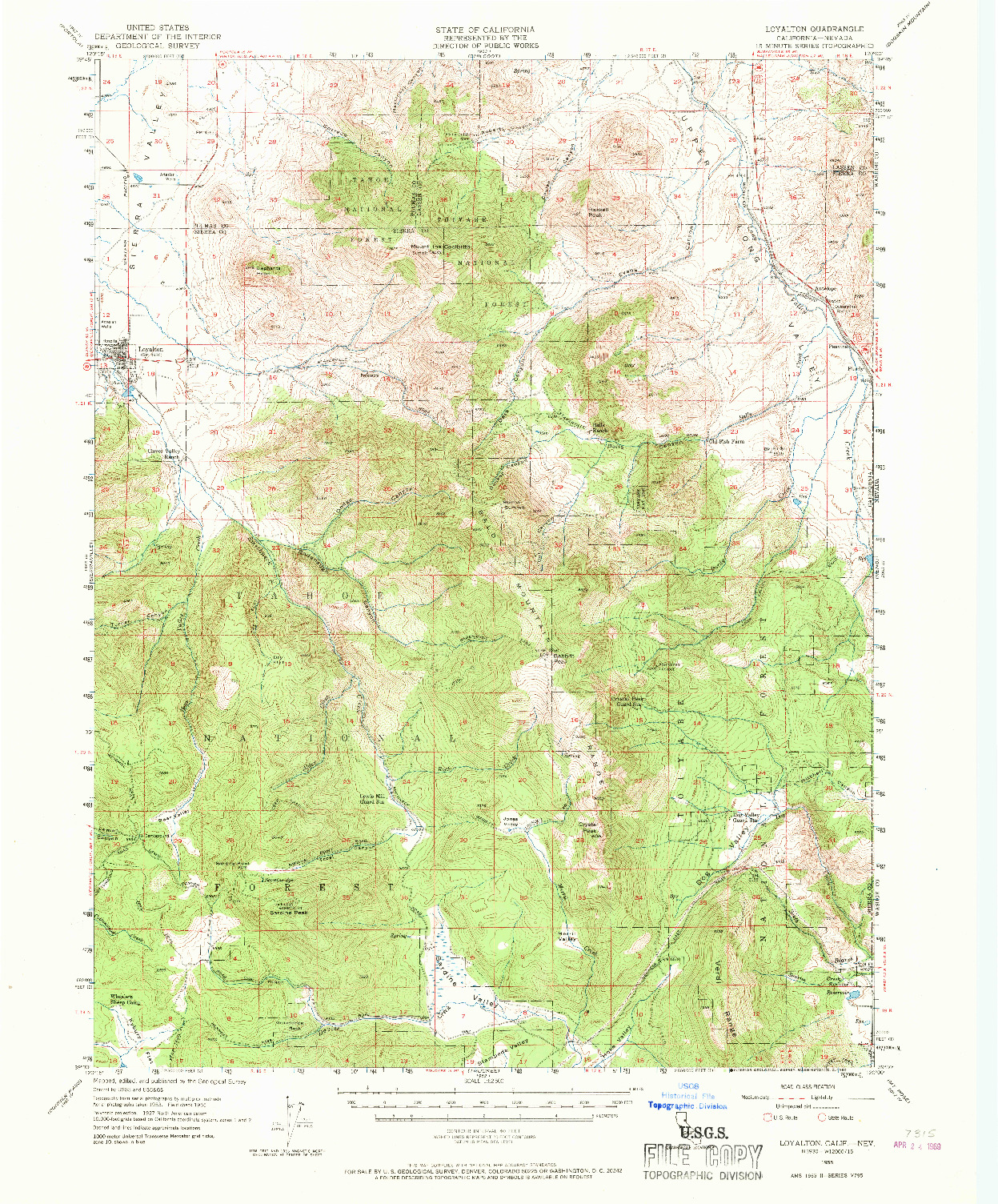 USGS 1:62500-SCALE QUADRANGLE FOR LOYALTON, CA 1955