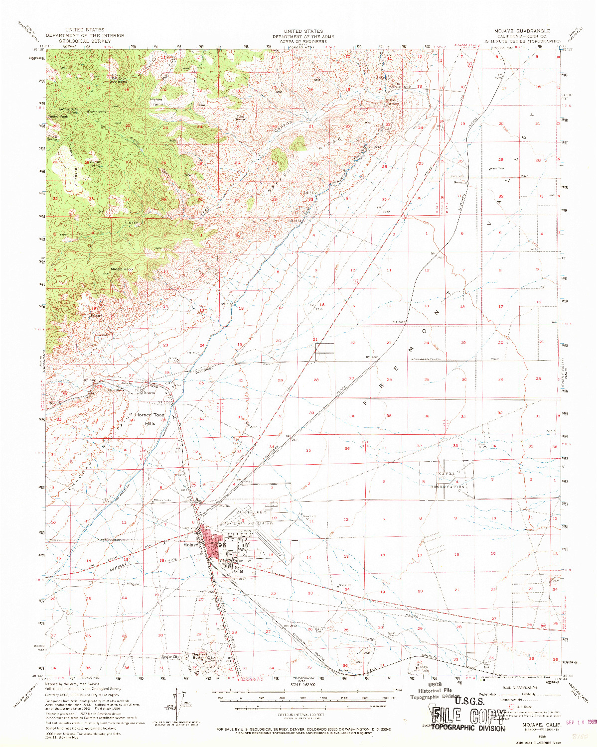 USGS 1:62500-SCALE QUADRANGLE FOR MOJAVE, CA 1956