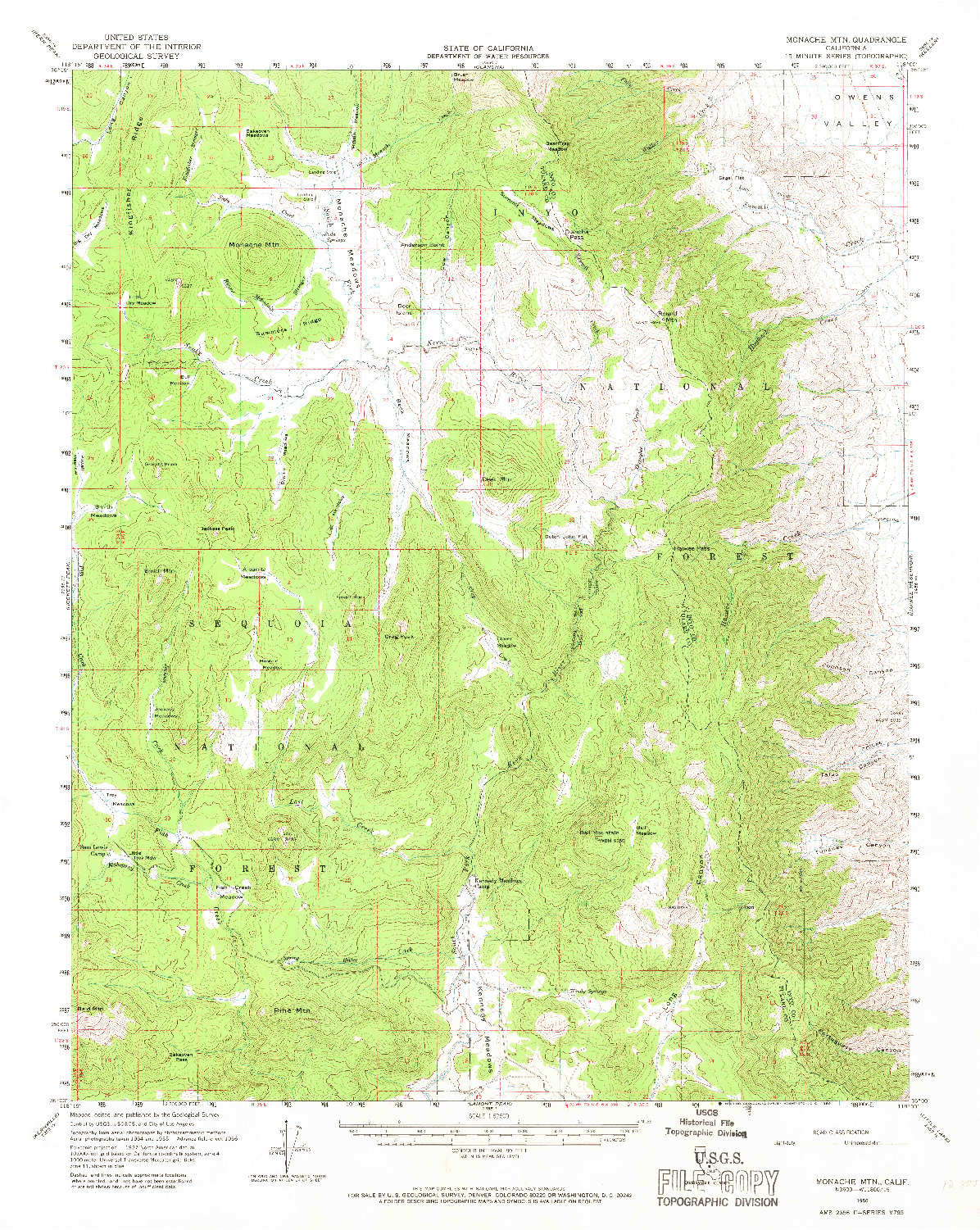 USGS 1:62500-SCALE QUADRANGLE FOR MONACHE MTN, CA 1956