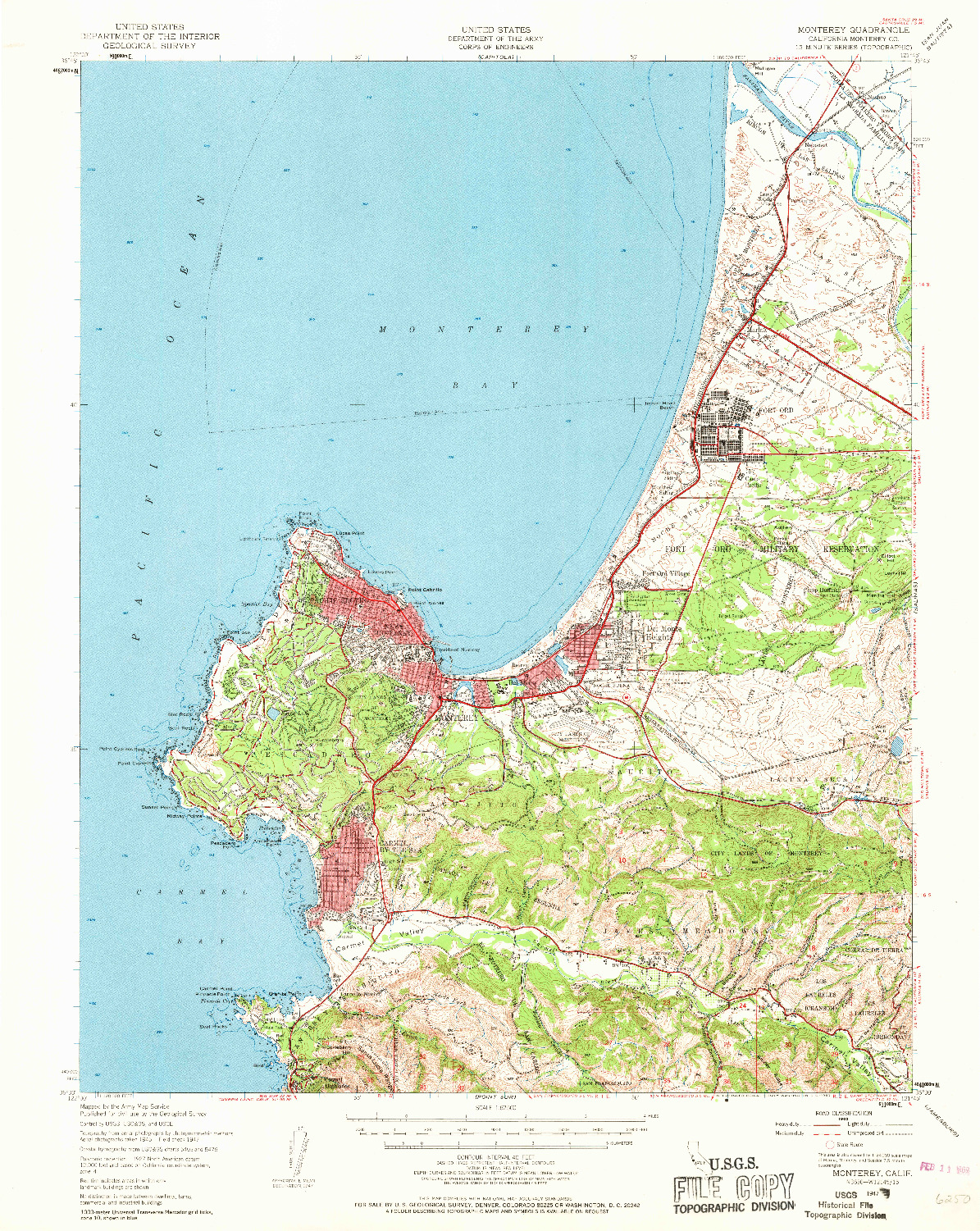 USGS 1:62500-SCALE QUADRANGLE FOR MONTEREY, CA 1947