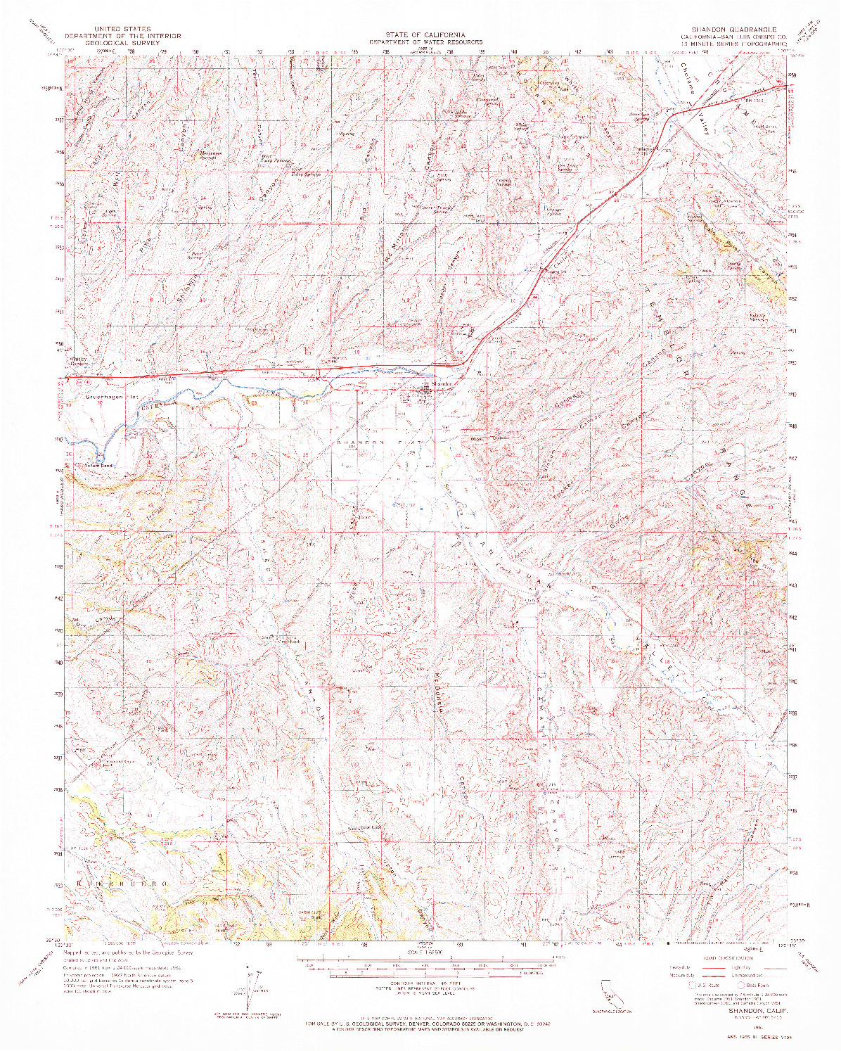 USGS 1:62500-SCALE QUADRANGLE FOR SHANDON, CA 1961