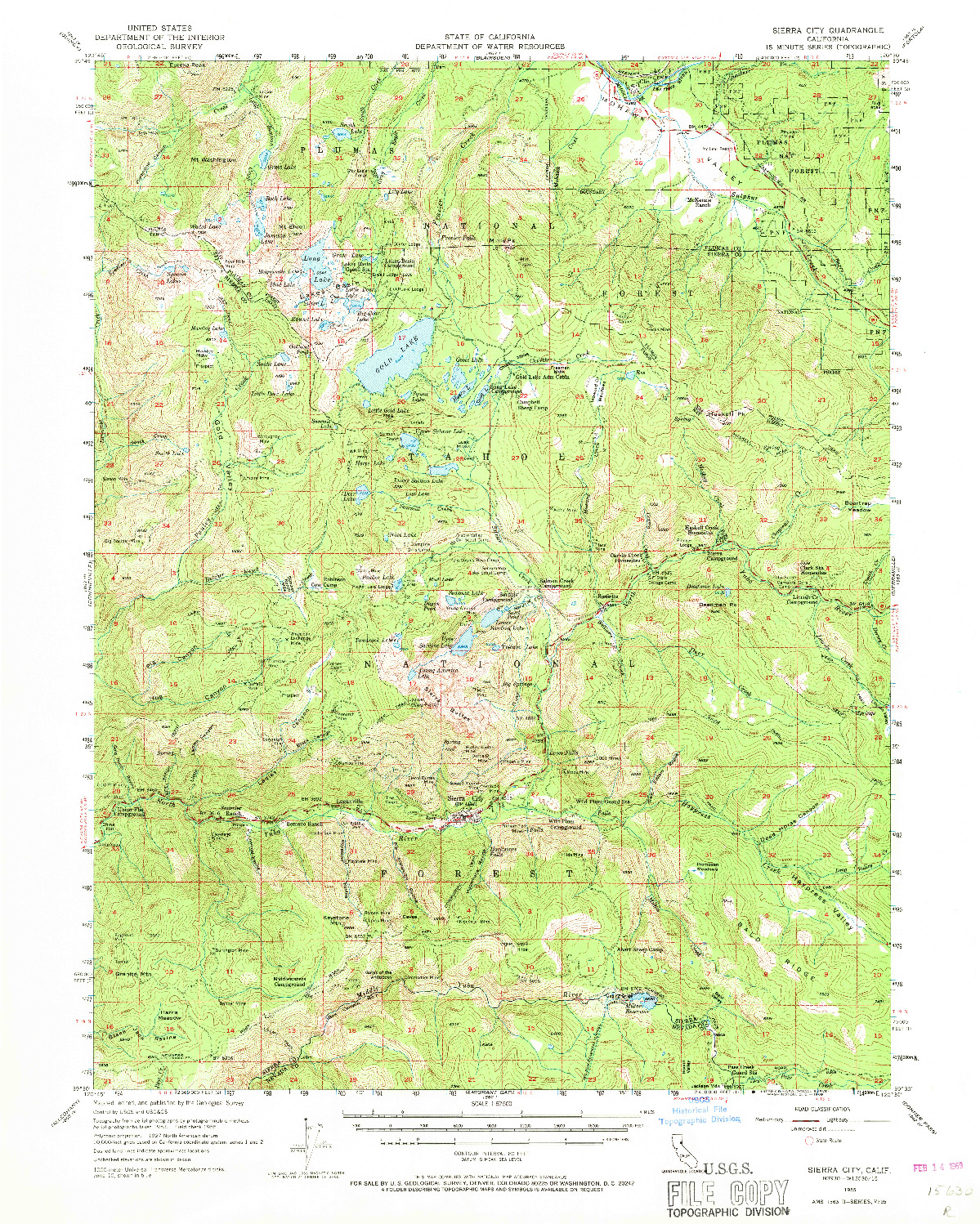 USGS 1:62500-SCALE QUADRANGLE FOR SIERRA CITY, CA 1955