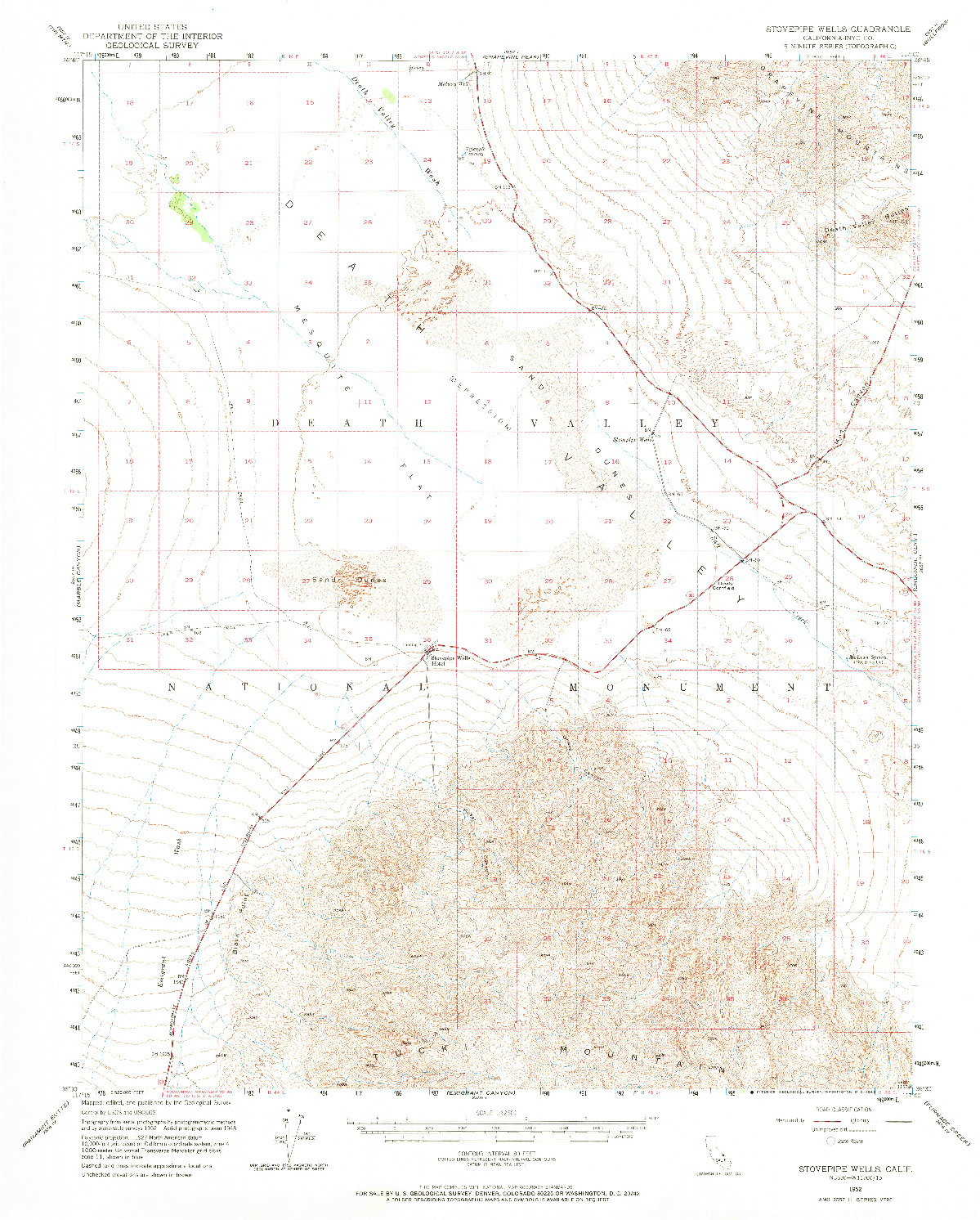 USGS 1:62500-SCALE QUADRANGLE FOR STOVEPIPE WELLS, CA 1952