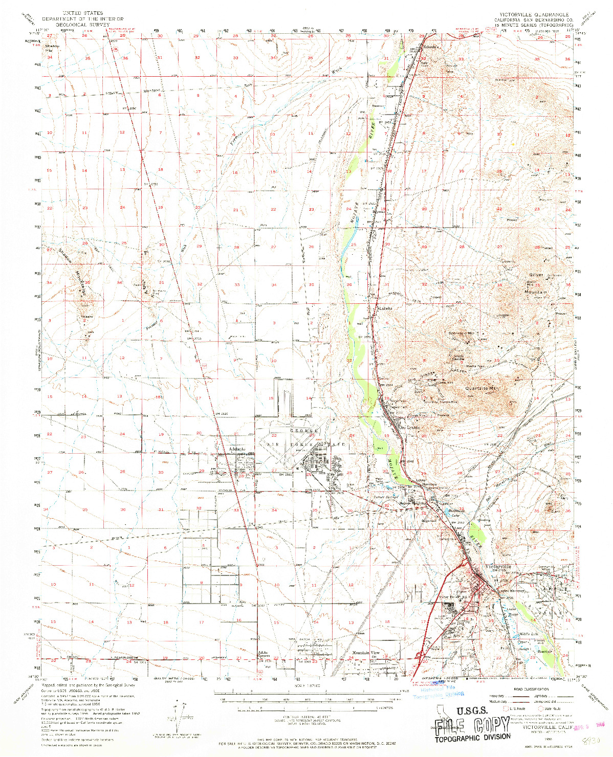 USGS 1:62500-SCALE QUADRANGLE FOR VICTORVILLE, CA 1956