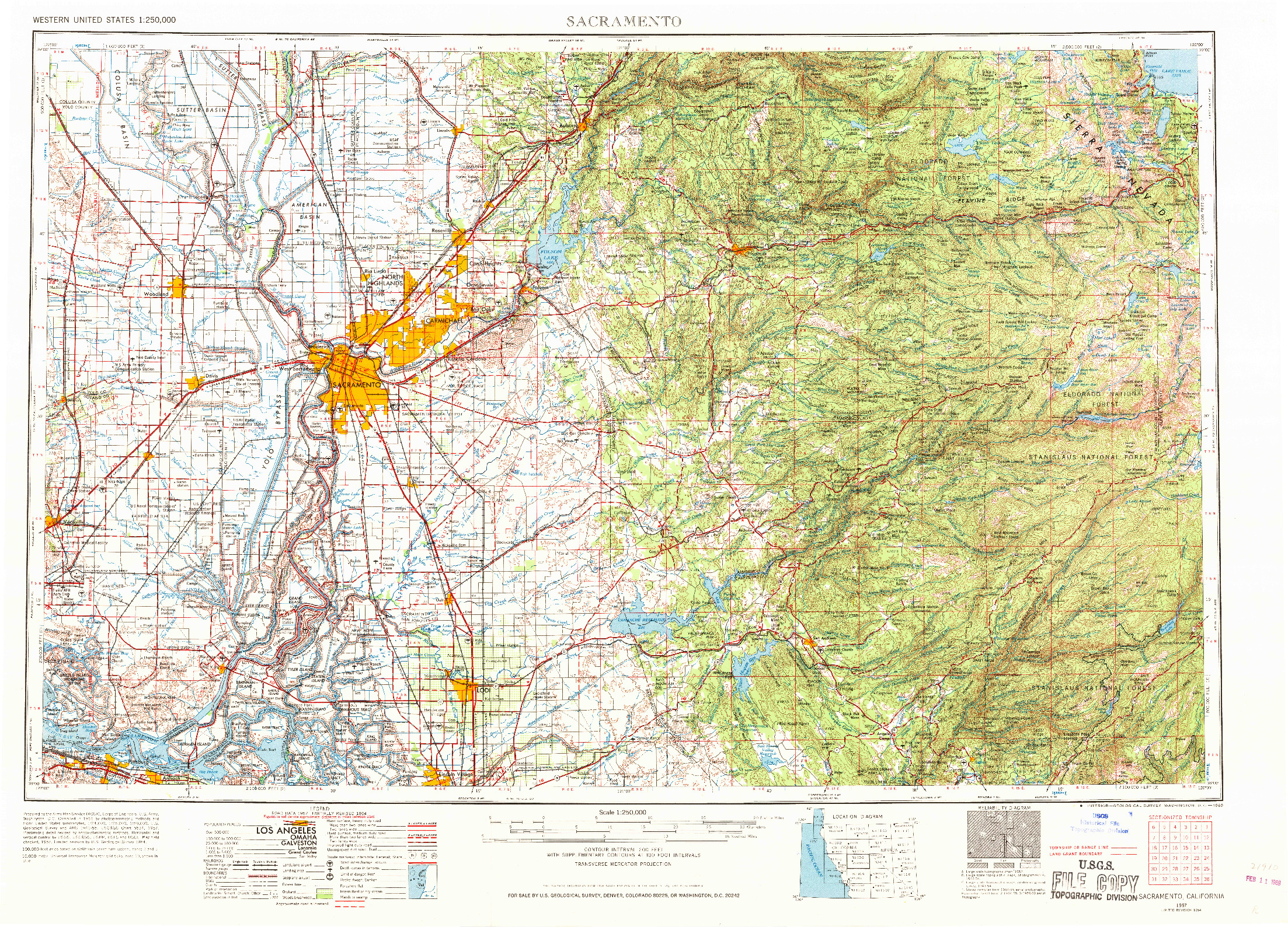 USGS 1:250000-SCALE QUADRANGLE FOR SACRAMENTO, CA 1957