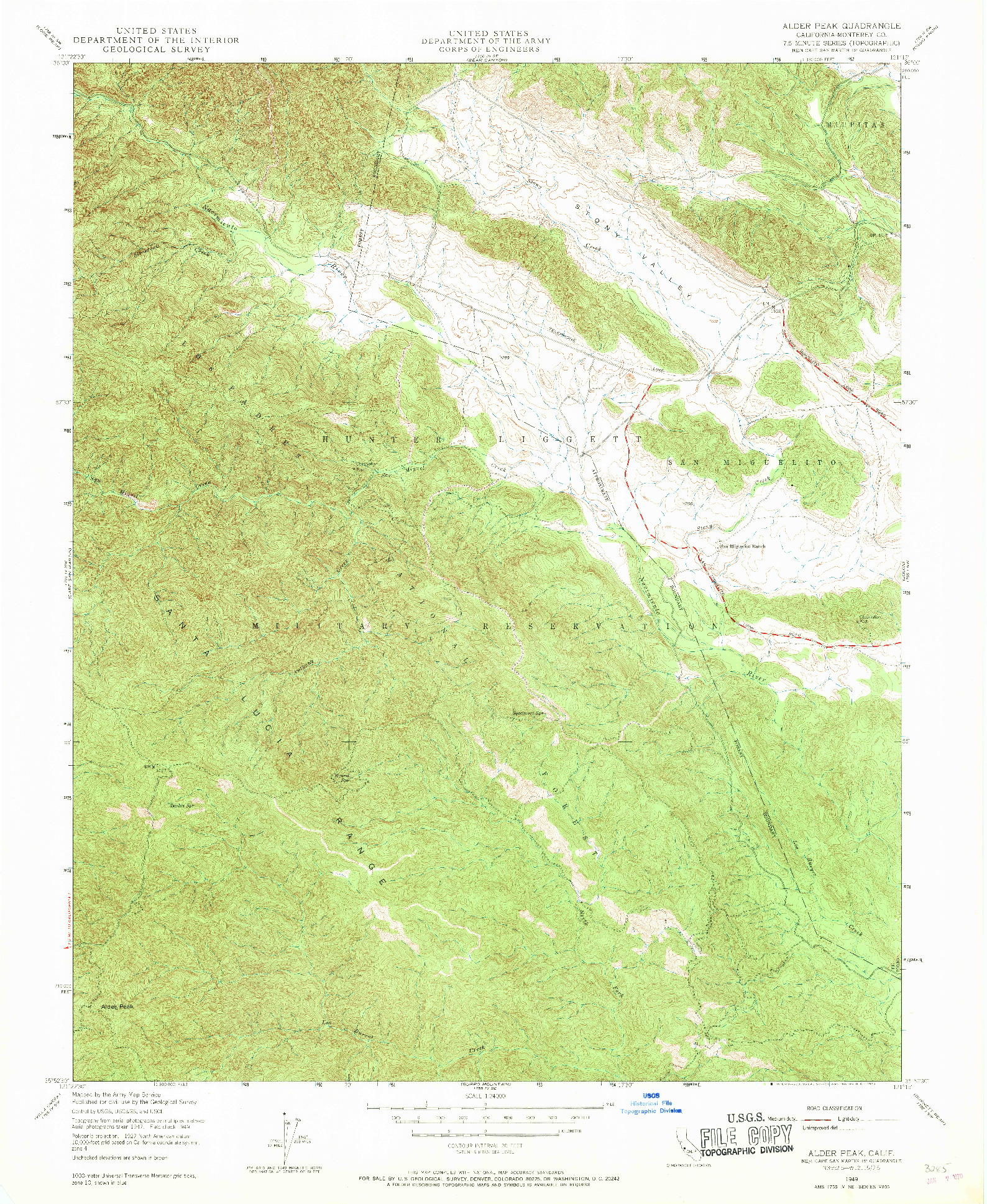 USGS 1:24000-SCALE QUADRANGLE FOR ALDER PEAK, CA 1949