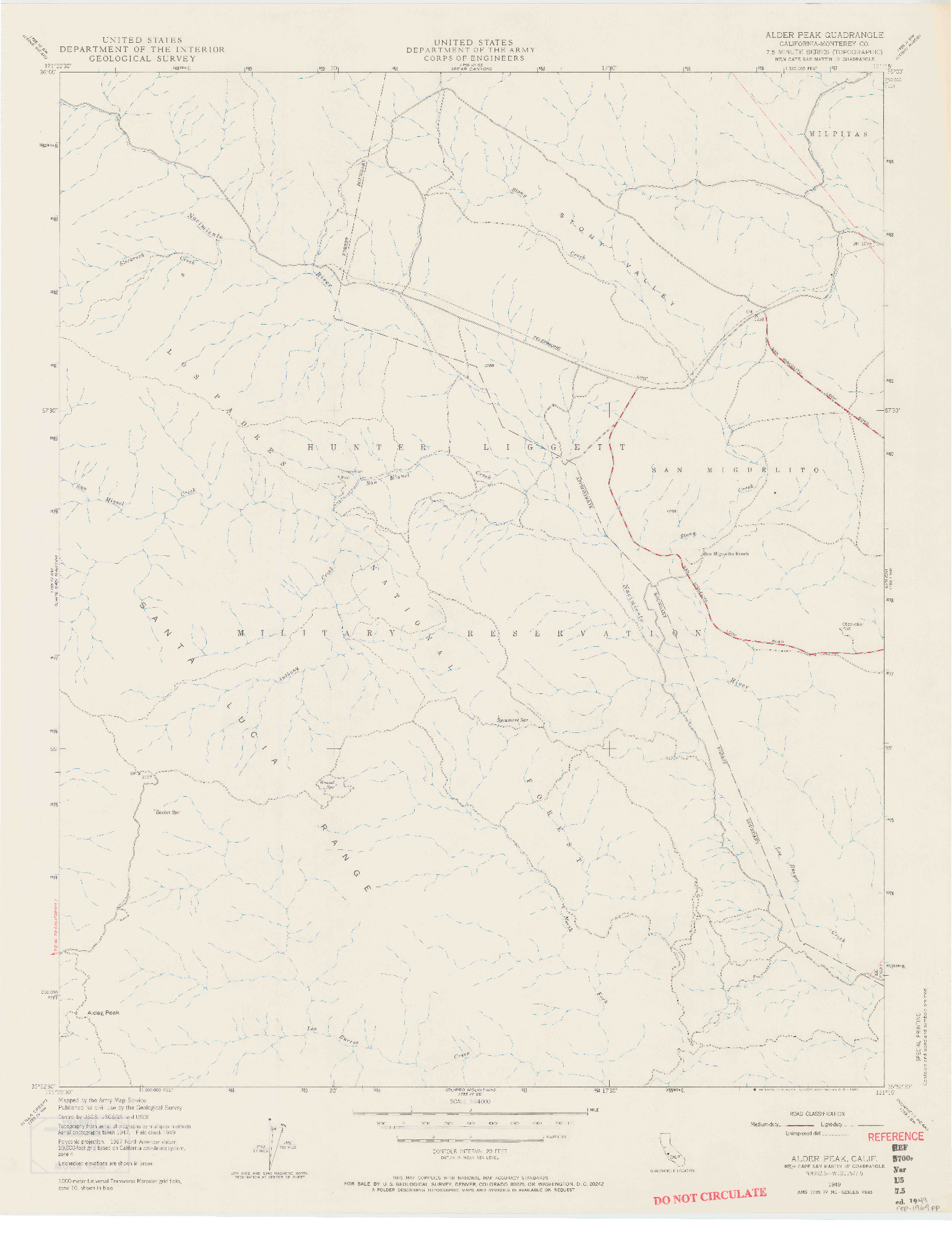 USGS 1:24000-SCALE QUADRANGLE FOR ALDER PEAK, CA 1949