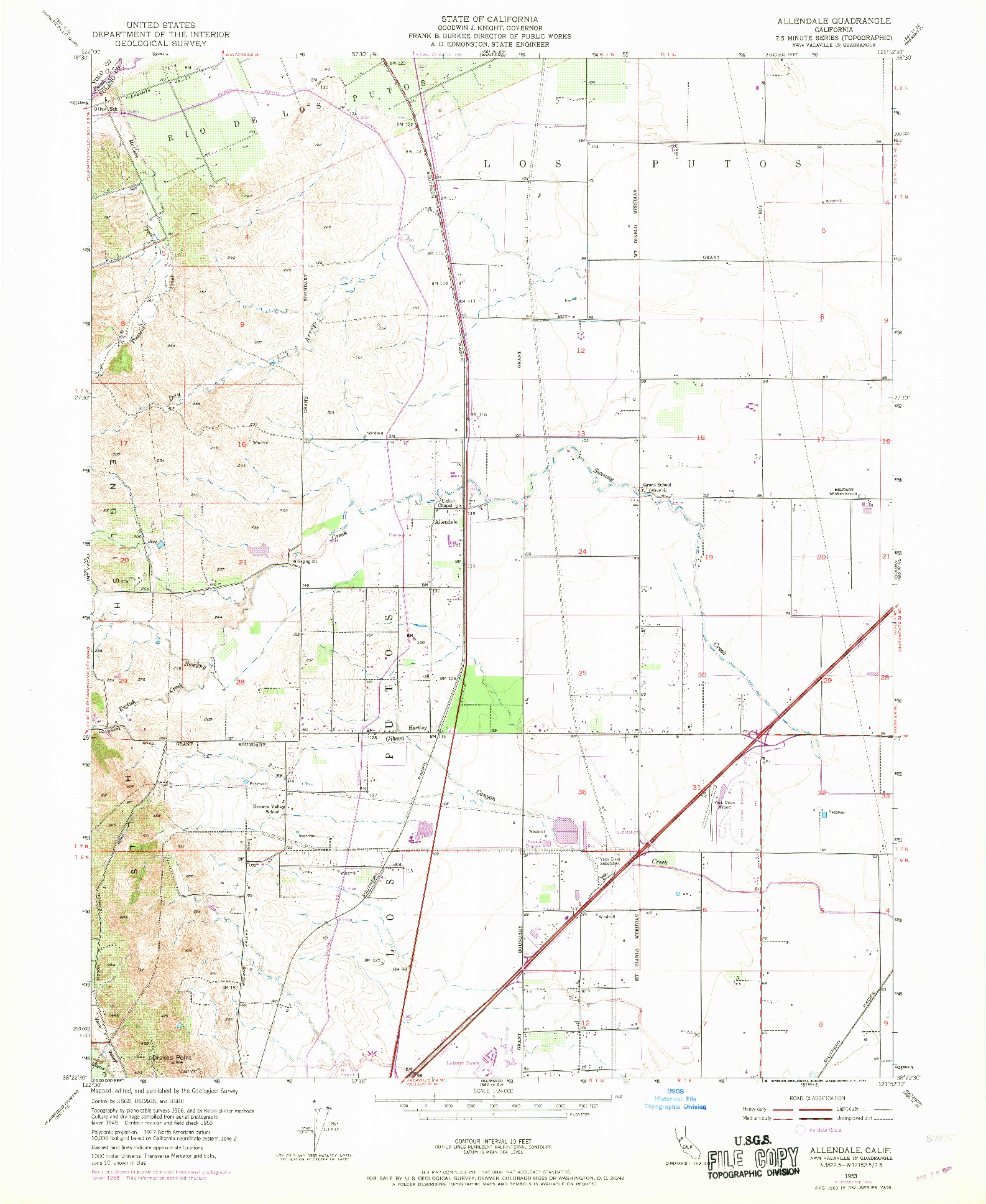 USGS 1:24000-SCALE QUADRANGLE FOR ALLENDALE, CA 1953