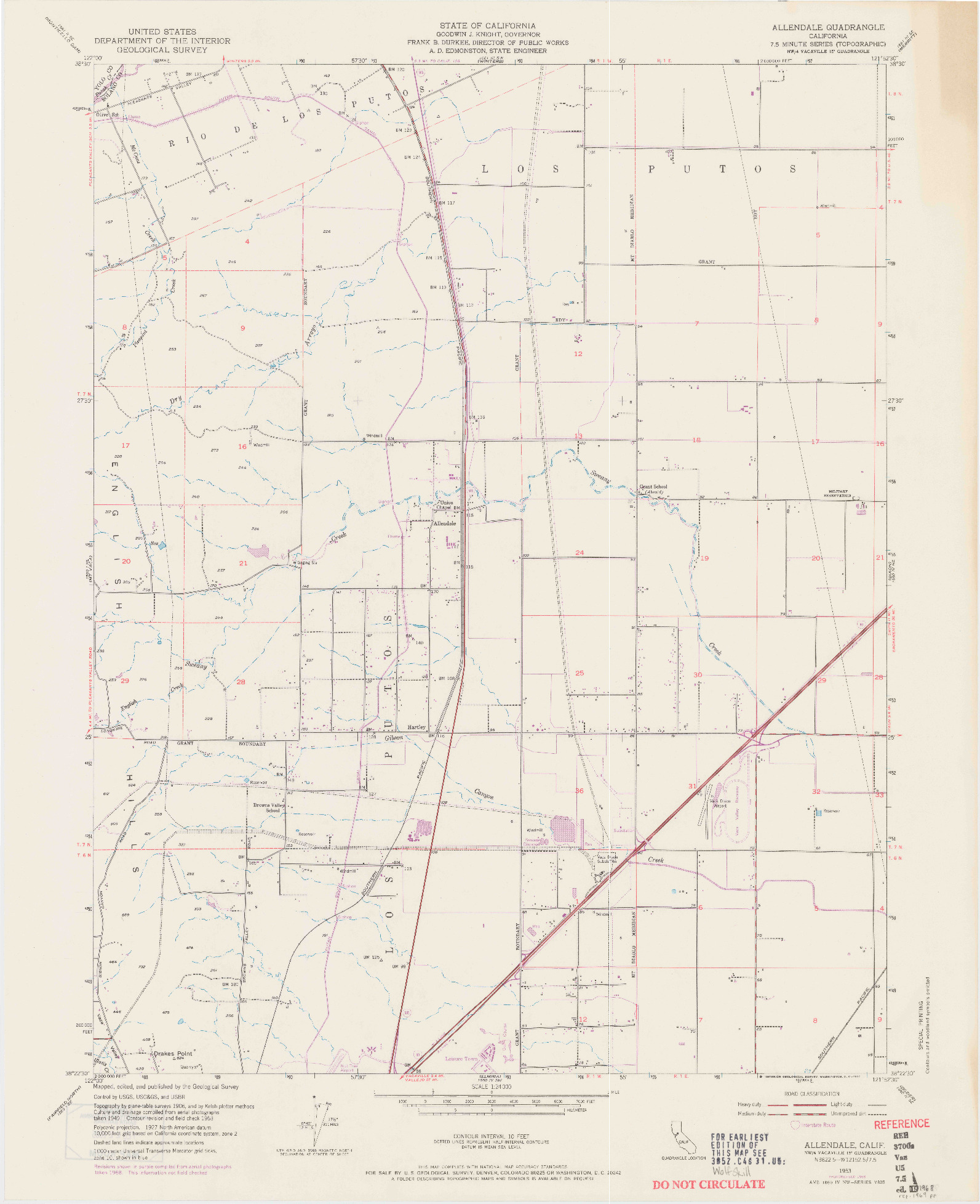 USGS 1:24000-SCALE QUADRANGLE FOR ALLENDALE, CA 1953