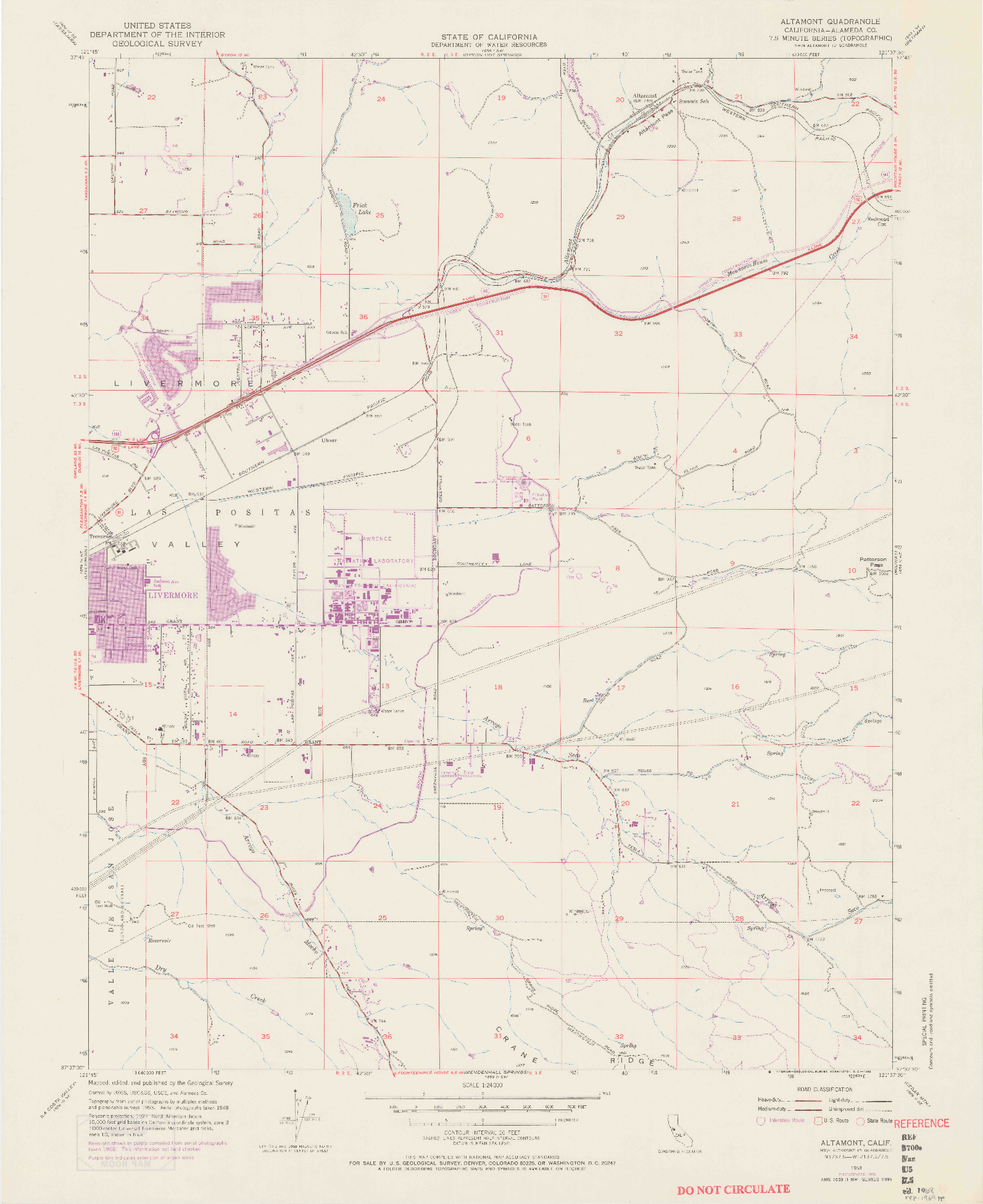 USGS 1:24000-SCALE QUADRANGLE FOR ALTAMONT, CA 1953