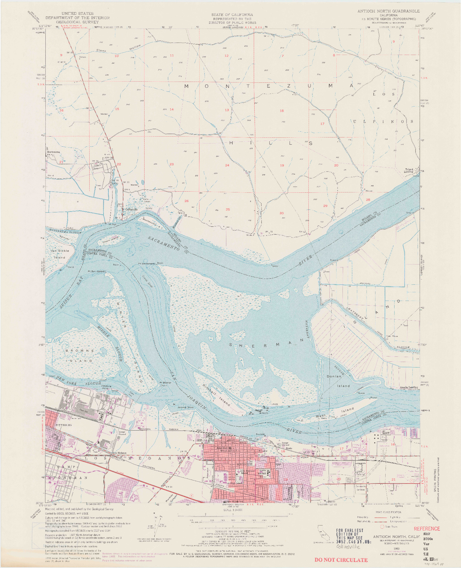 USGS 1:24000-SCALE QUADRANGLE FOR ANTIOCH NORTH, CA 1953