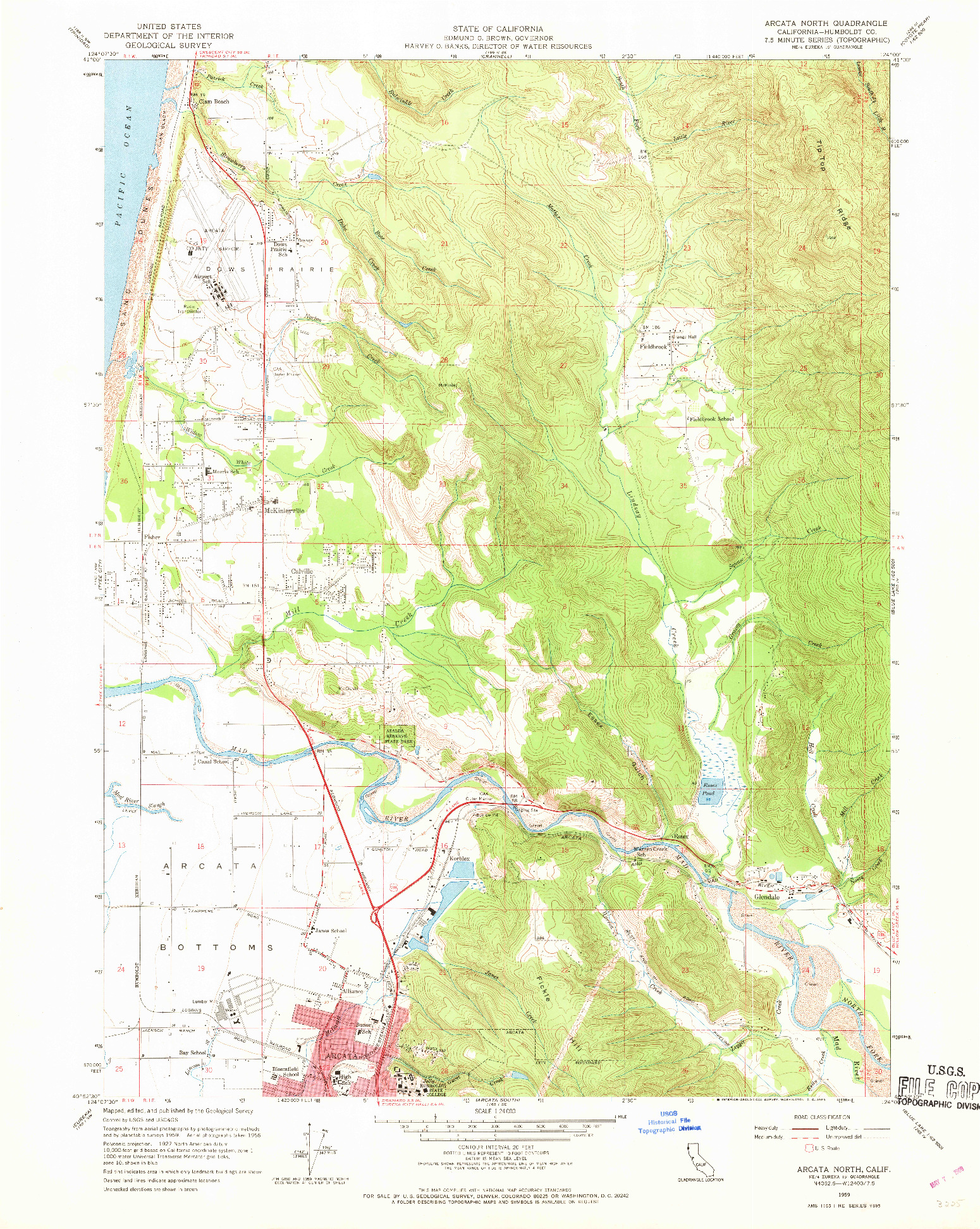 USGS 1:24000-SCALE QUADRANGLE FOR ARCATA NORTH, CA 1959