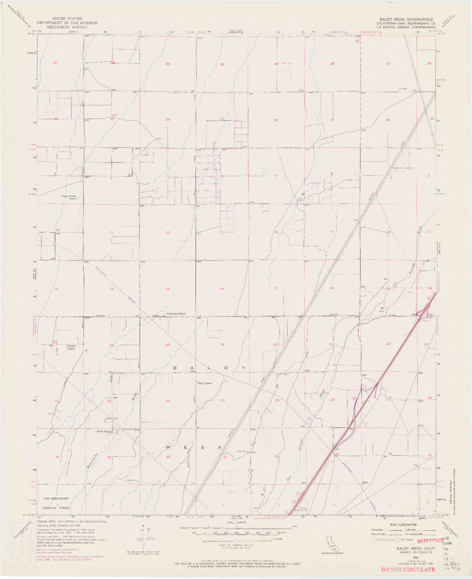 USGS 1:24000-SCALE QUADRANGLE FOR BALDY MESA, CA 1956