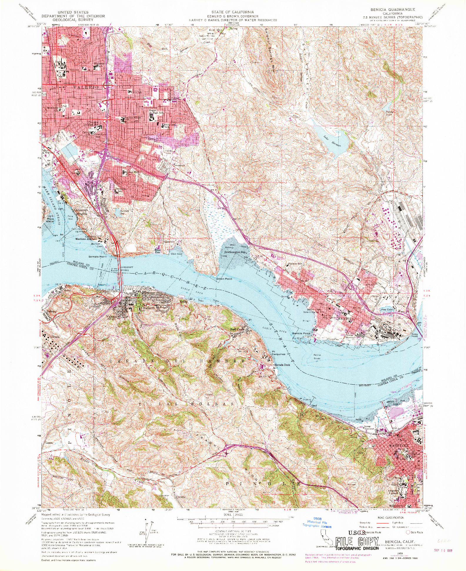 USGS 1:24000-SCALE QUADRANGLE FOR BENICIA, CA 1959