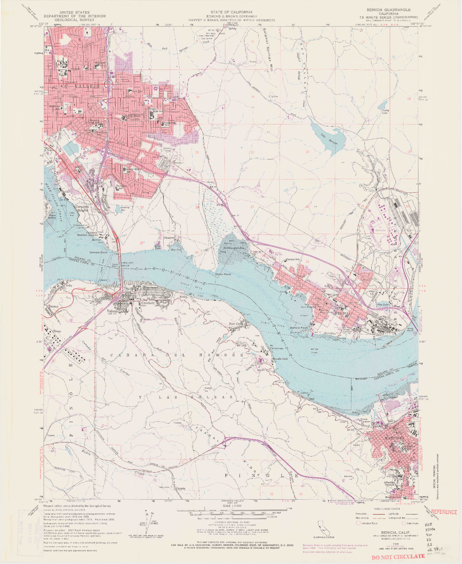 USGS 1:24000-SCALE QUADRANGLE FOR BENICIA, CA 1959