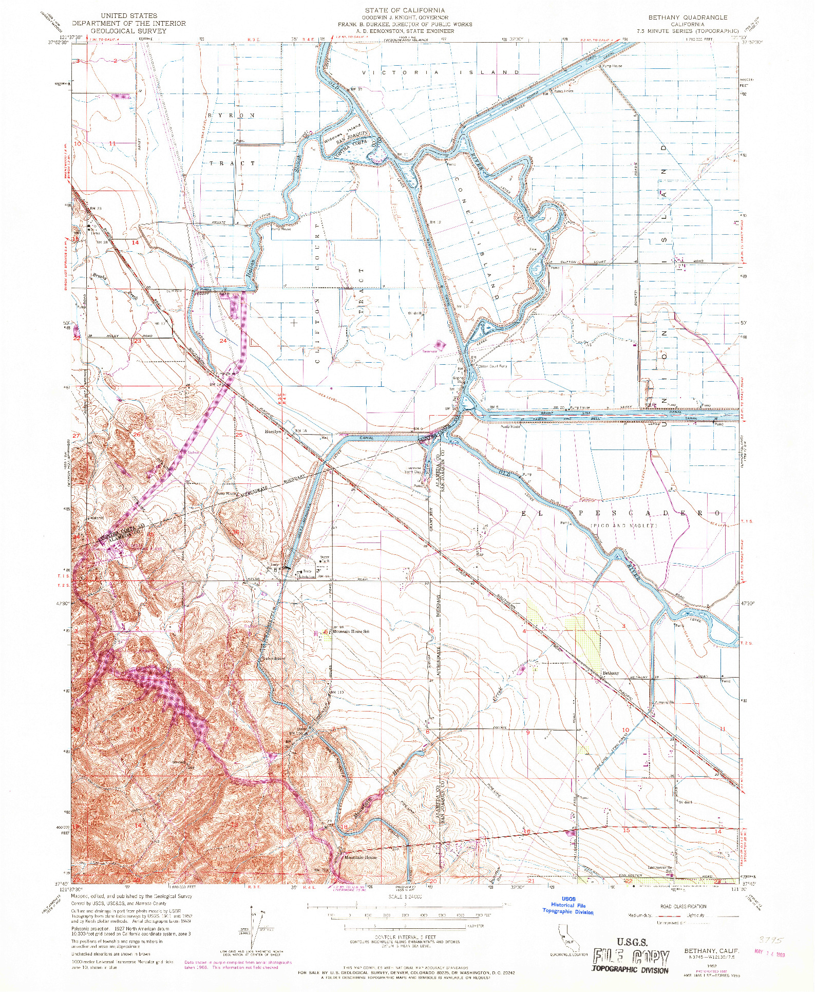 USGS 1:24000-SCALE QUADRANGLE FOR BETHANY, CA 1952