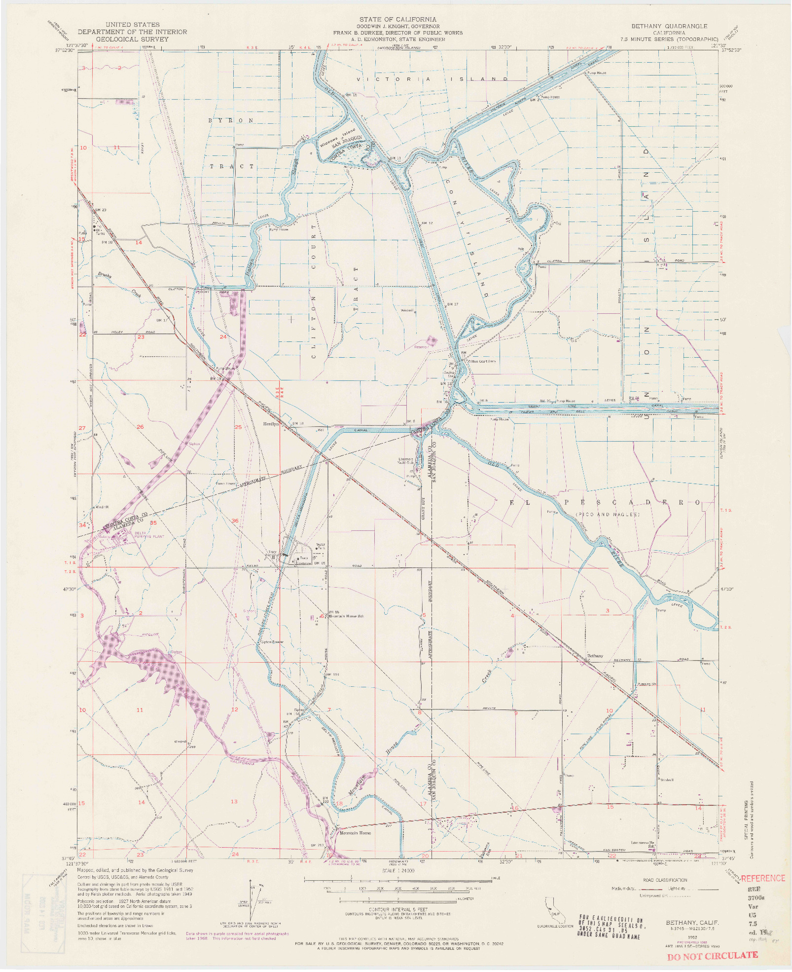 USGS 1:24000-SCALE QUADRANGLE FOR BETHANY, CA 1952