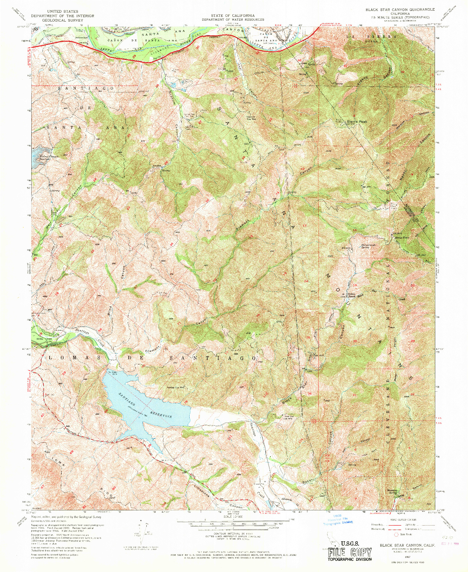 USGS 1:24000-SCALE QUADRANGLE FOR BLACK STAR CANYON, CA 1967