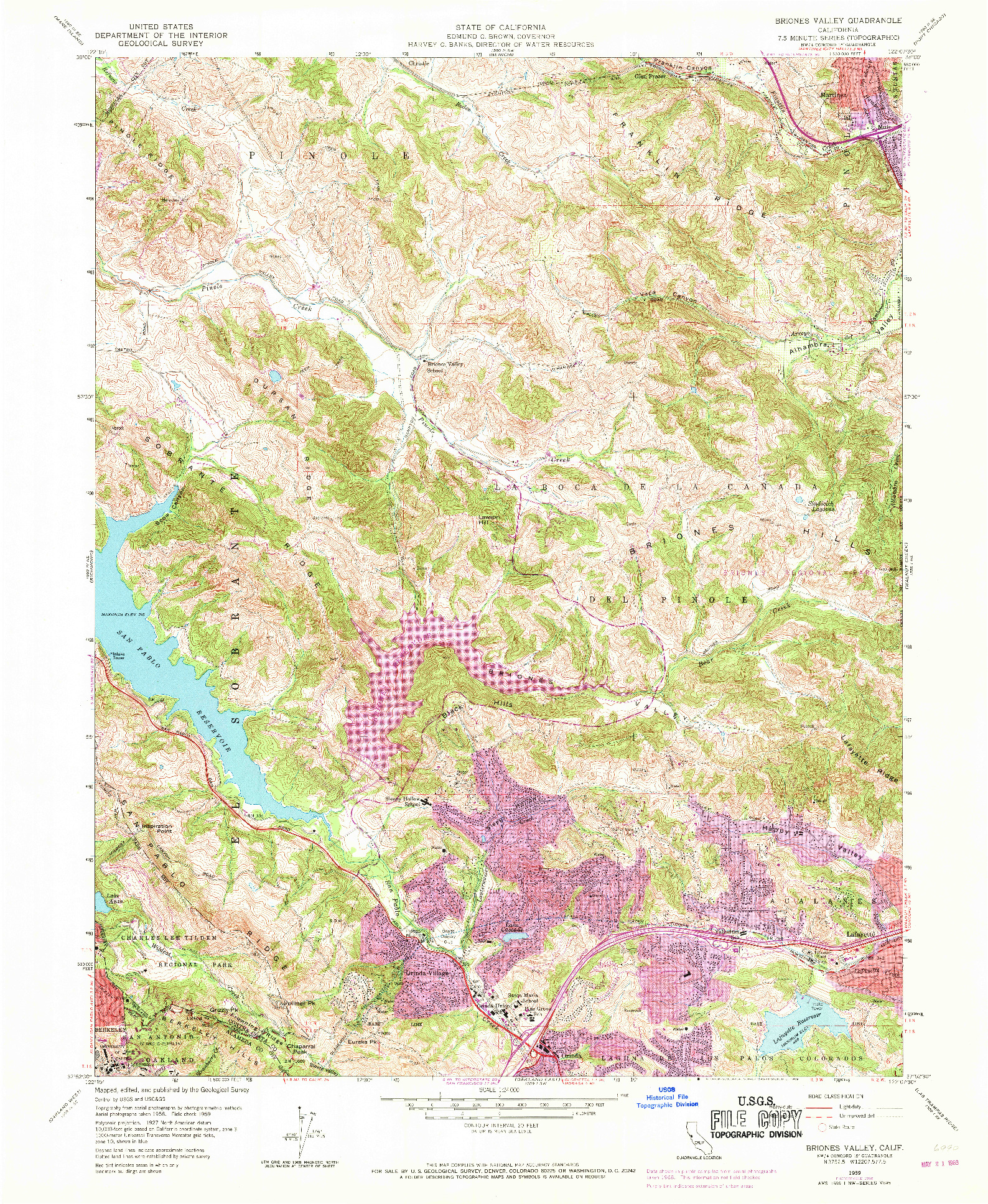 USGS 1:24000-SCALE QUADRANGLE FOR BRIONES VALLEY, CA 1959