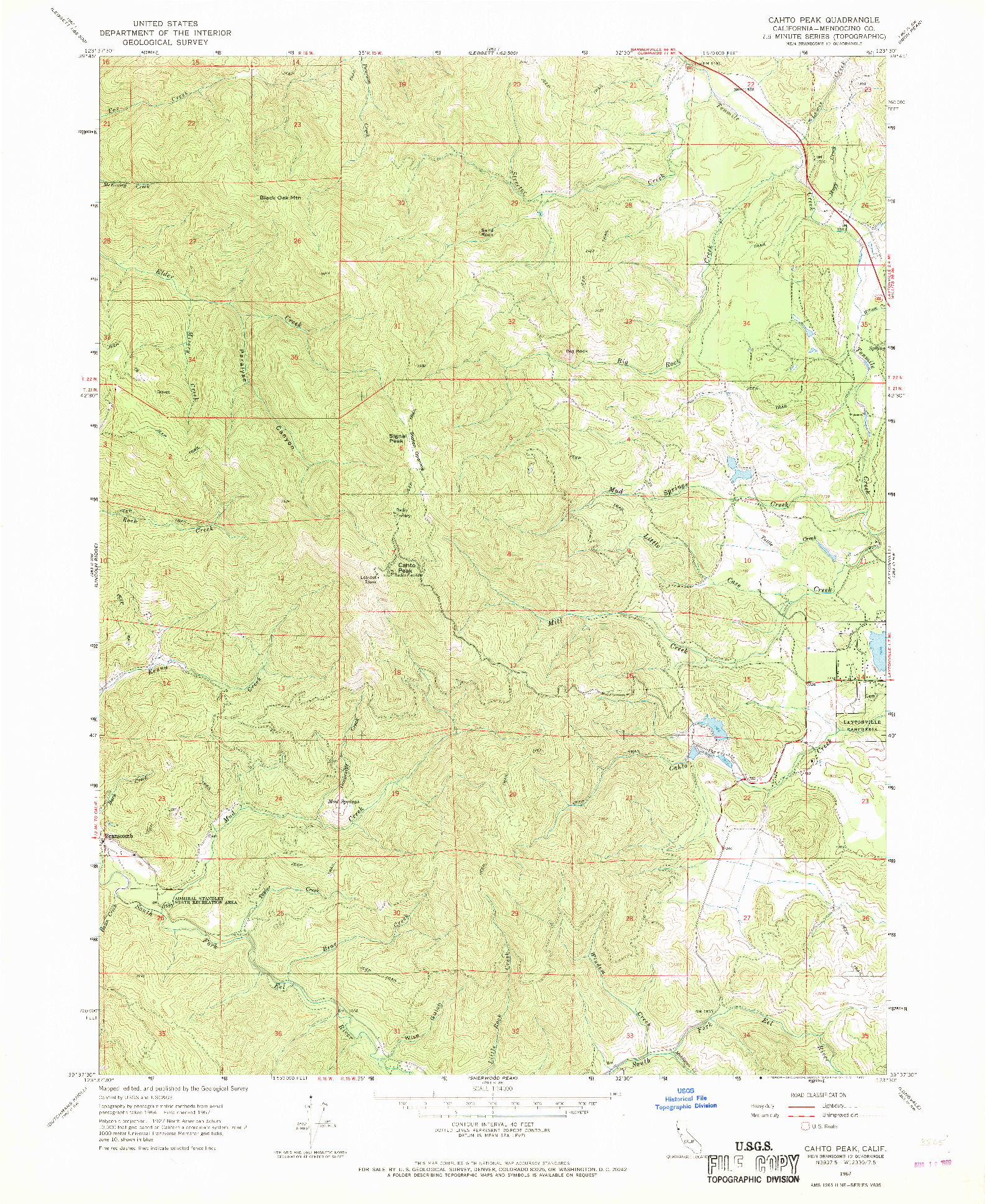 USGS 1:24000-SCALE QUADRANGLE FOR CAHTO PEAK, CA 1967