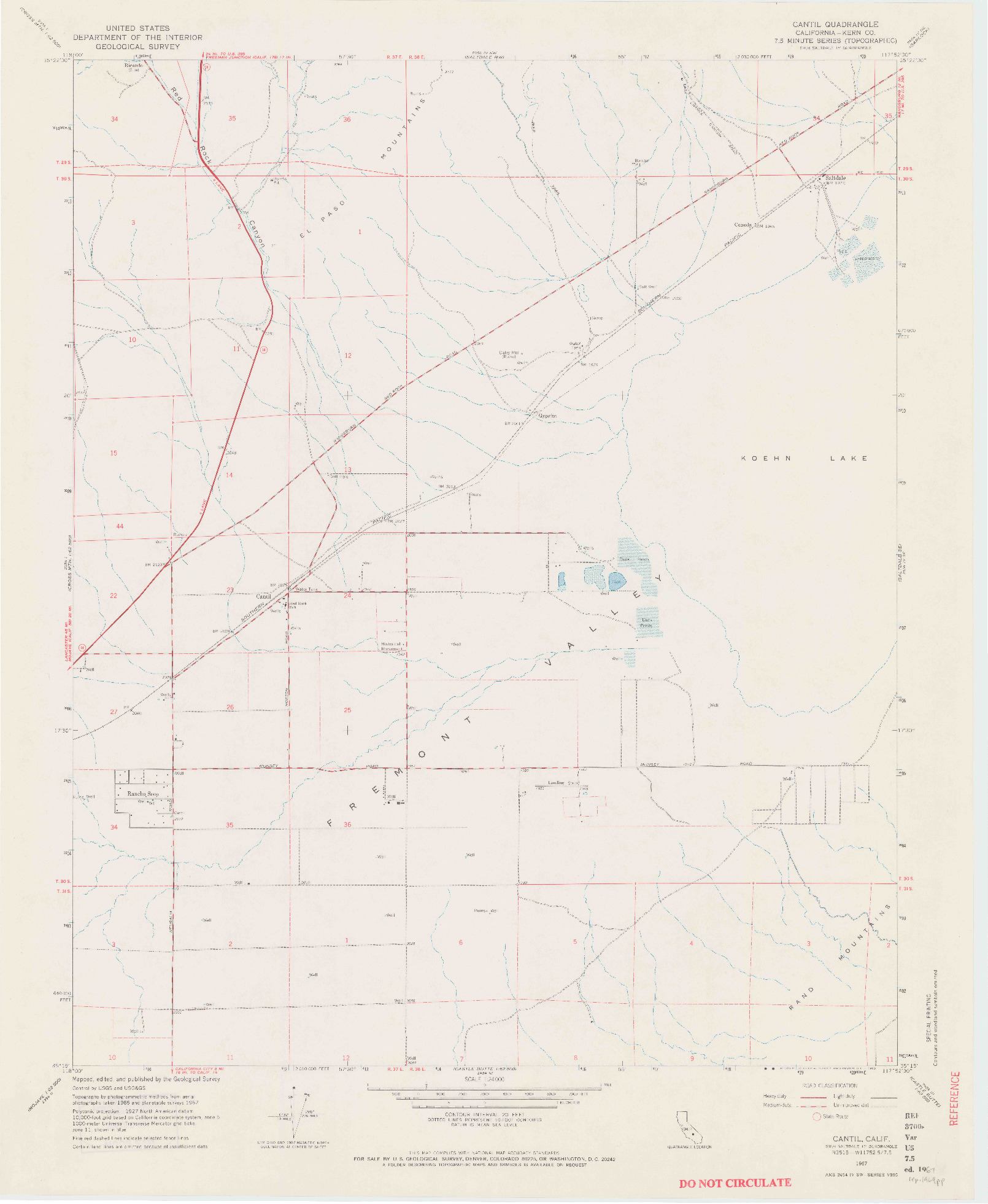 USGS 1:24000-SCALE QUADRANGLE FOR CANTIL, CA 1967