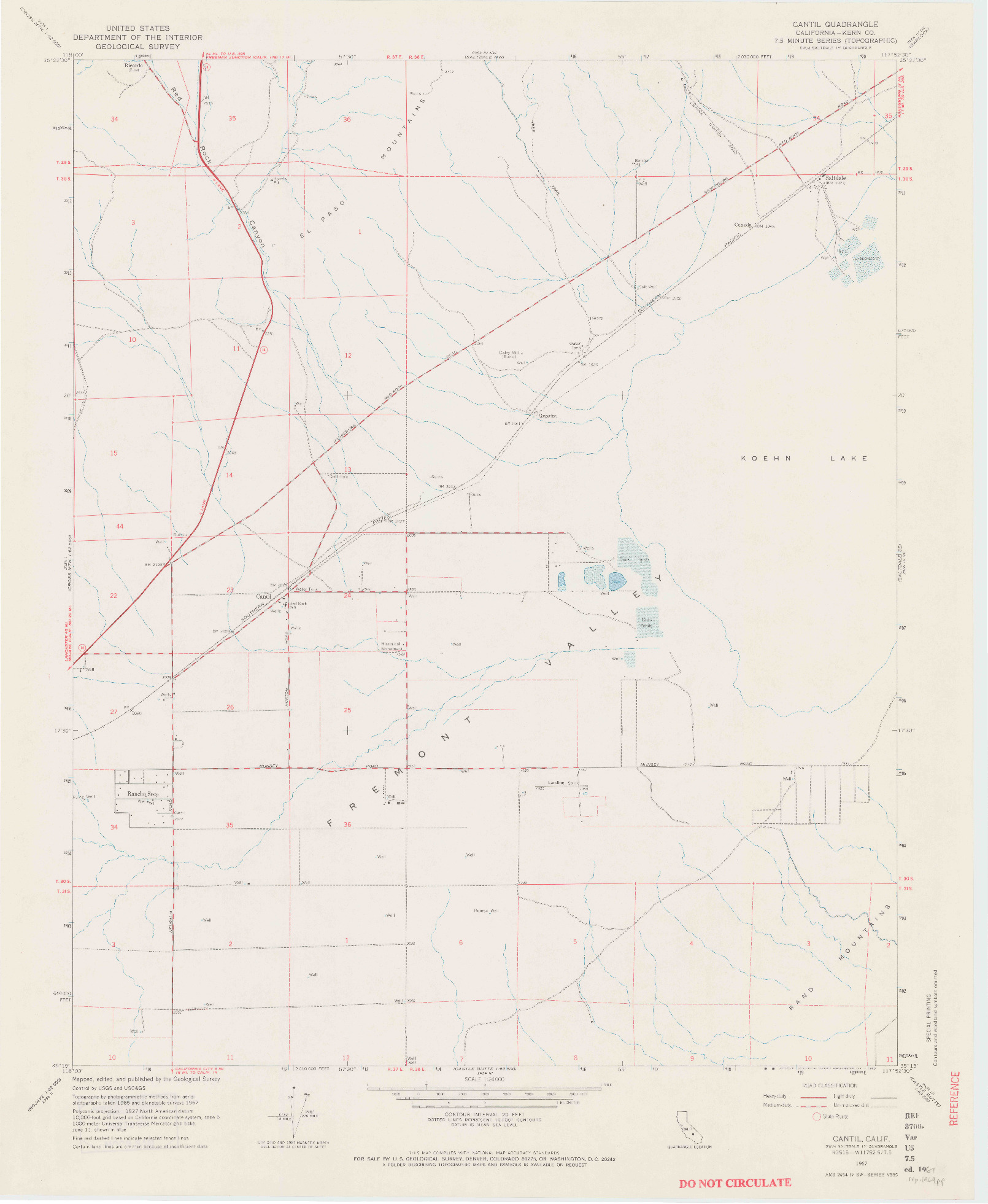 USGS 1:24000-SCALE QUADRANGLE FOR CANTIL, CA 1967