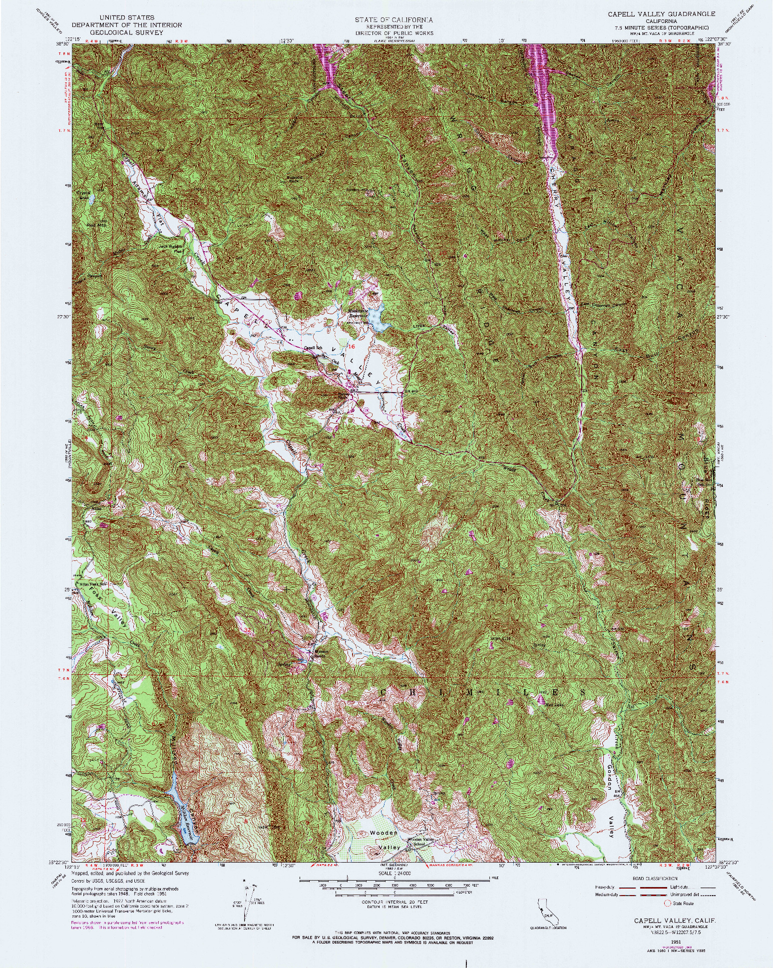 USGS 1:24000-SCALE QUADRANGLE FOR CAPELL VALLEY, CA 1951