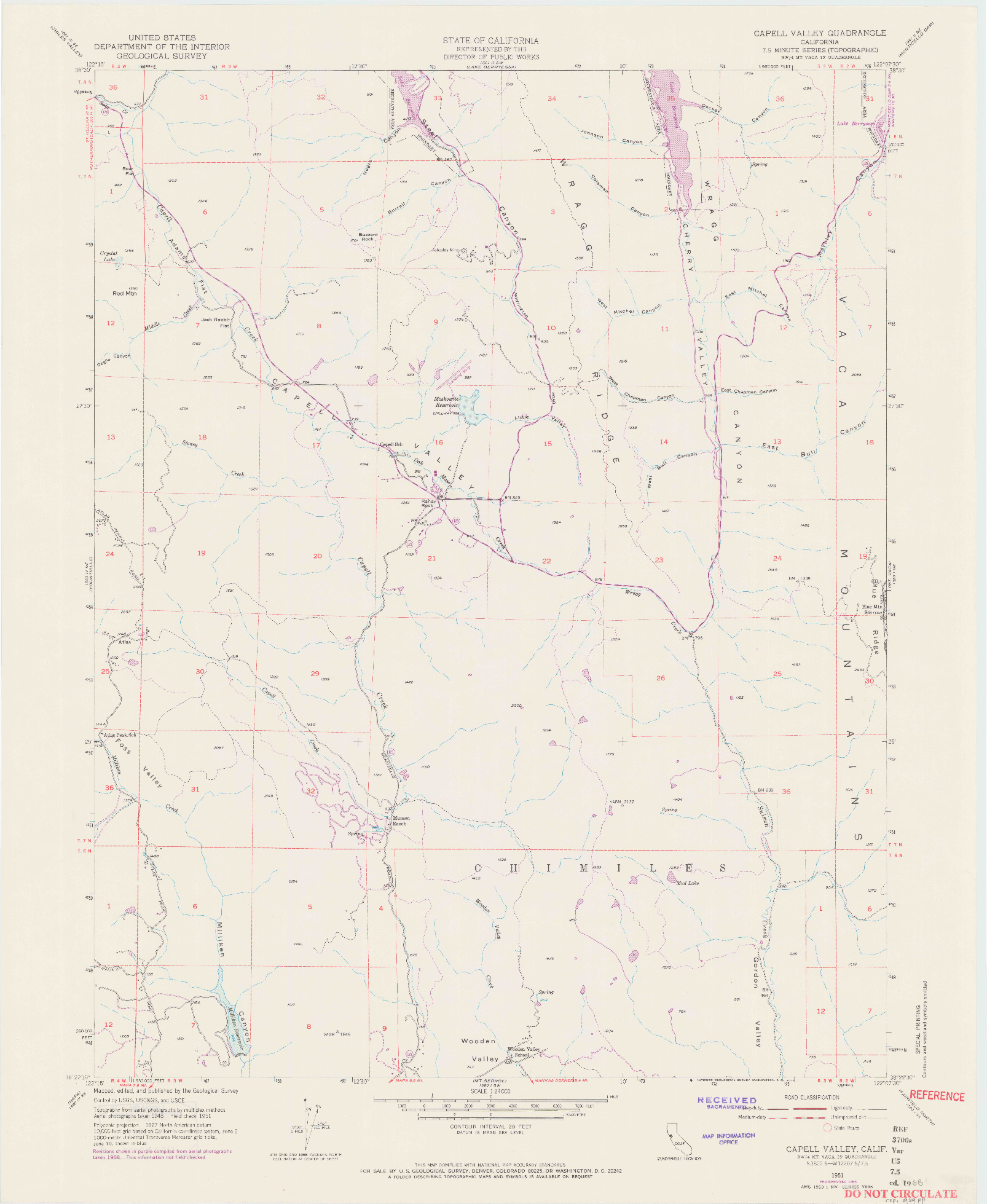 USGS 1:24000-SCALE QUADRANGLE FOR CAPELL VALLEY, CA 1951